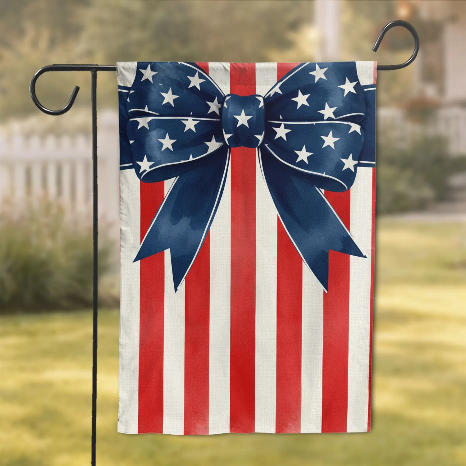 Patriotic Bow Red Stripes 1776-2026 - America's 250th Anniversary Garden Flag - 1