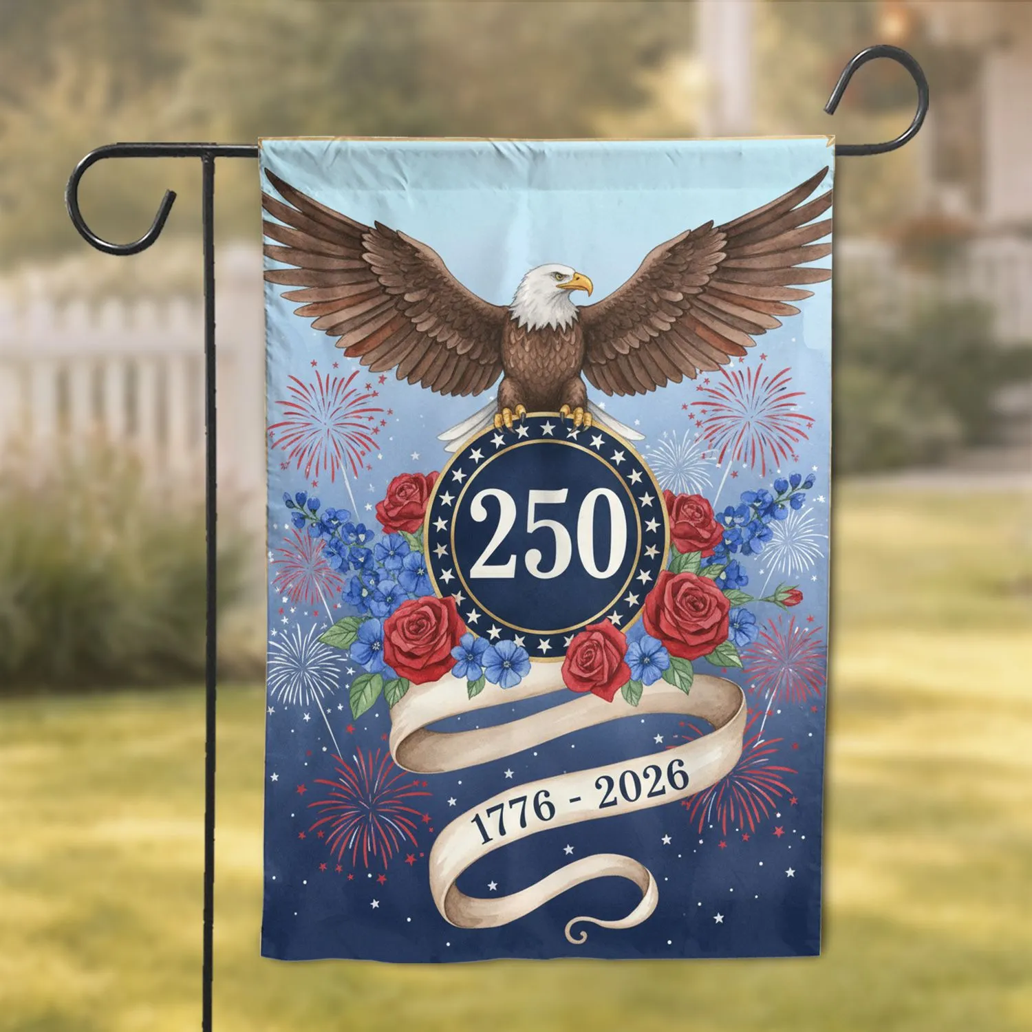 Bald Eagle USA 250th Anniversary 1776-2026 - Independence Day Gift for Veterans Garden Flag - 1