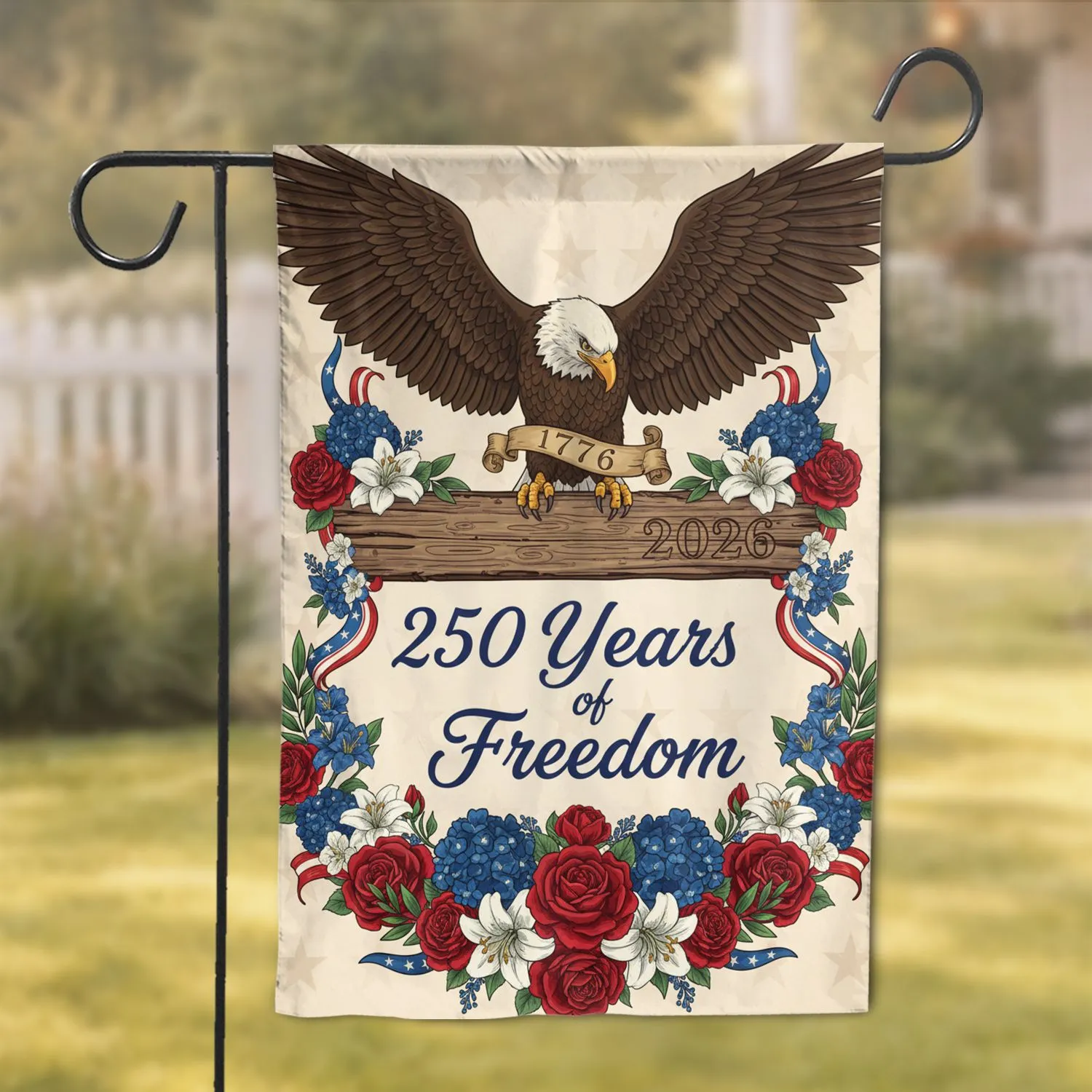 Bald Eagle American Flag USA 250th Anniversary - 250 Years of Freedom Gift Garden Flag - 1