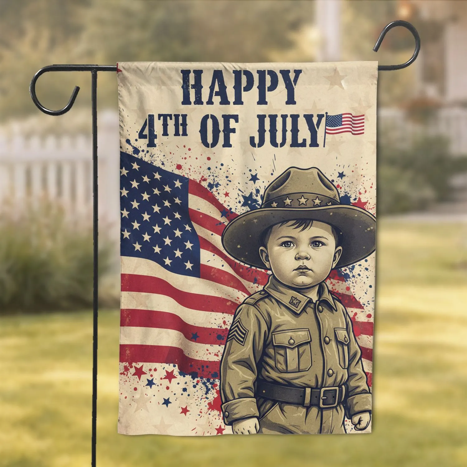 Patriotic Baby Soldier American Flag - USA 250th Anniversary Independence Day Gift Garden Flag - 1