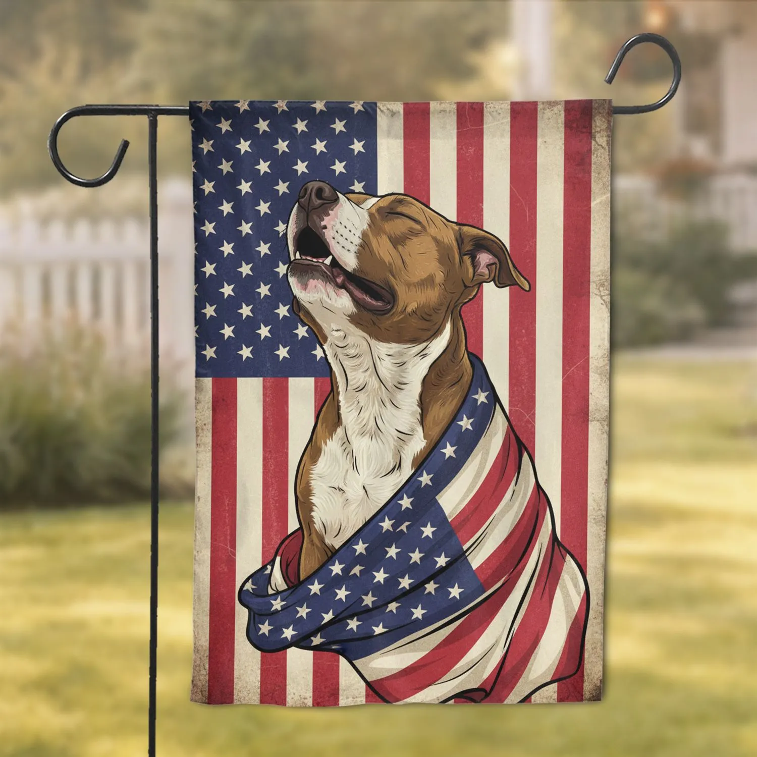 Patriotic Pitbull Dog American Flag Home Decor Gift for Dog Lovers Garden Flag - 1