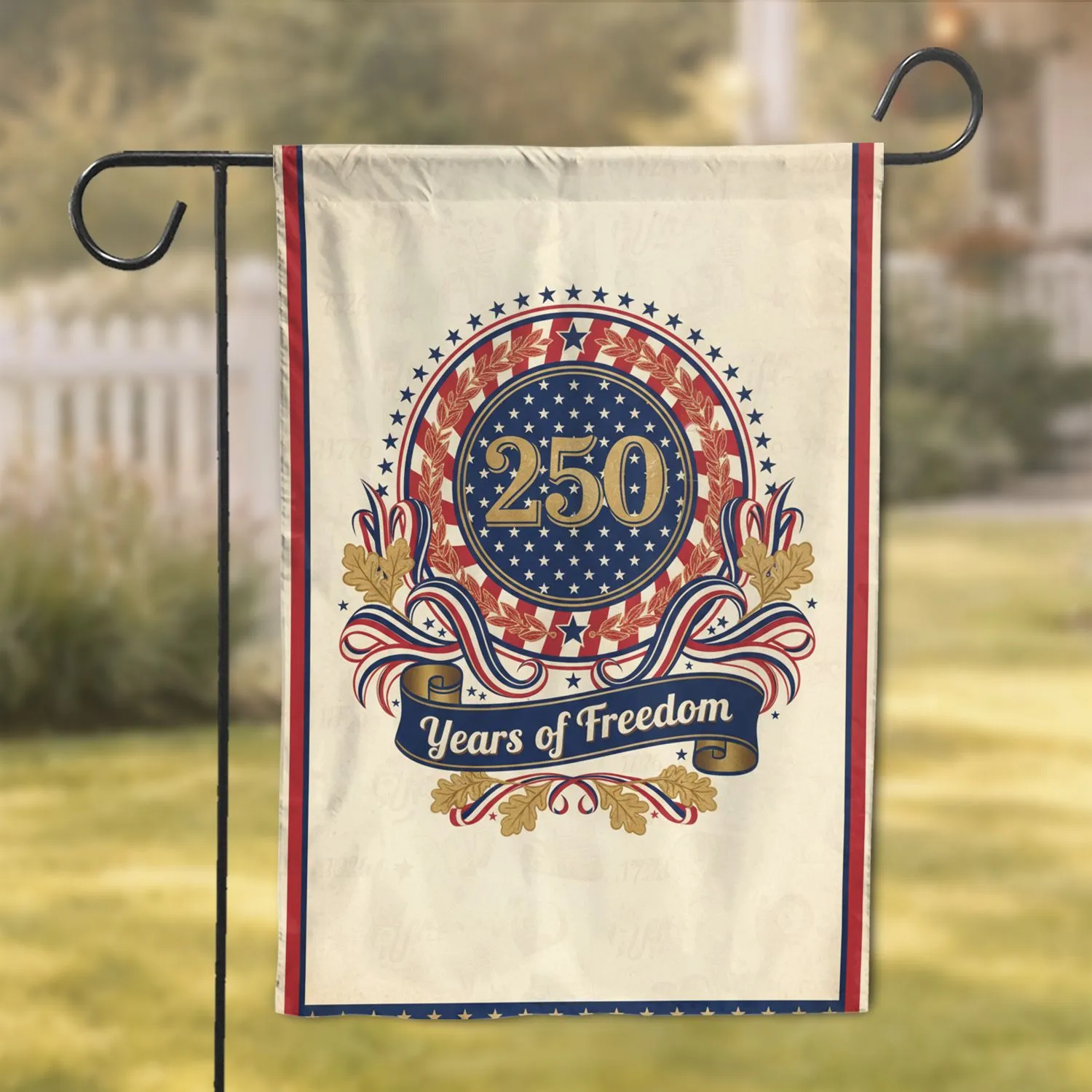 America 250th Anniversary Freedom Wreath - USA Independence Day Celebration Garden Flag - 1