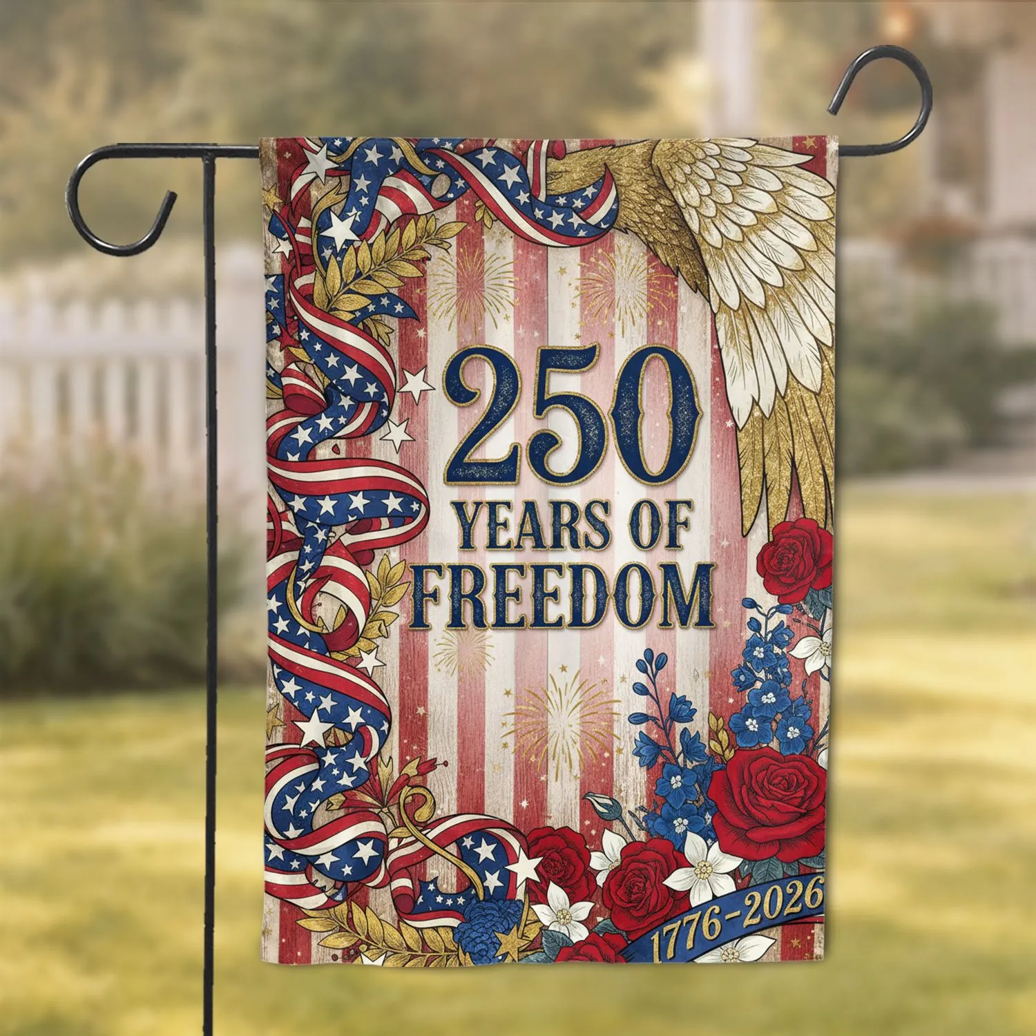 Bald Eagle Wing 250 Years of Freedom Bunting 1776-2026 - USA 250th Anniversary Garden Flag - 1
