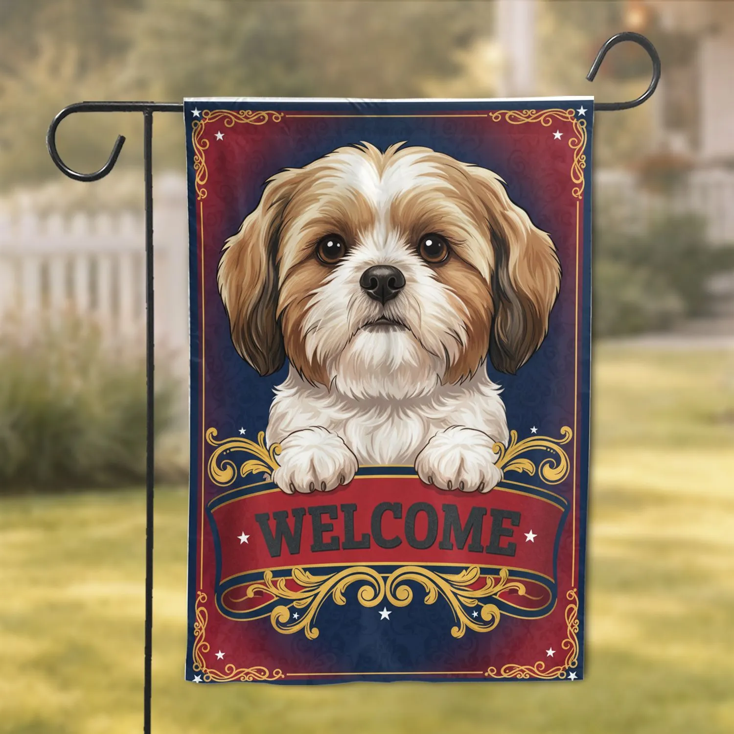 Fluffy Shih Tzu Havanese Mix Dog Welcome - Everyday Home Decor Gift for Dog Lovers Garden Flag - 1