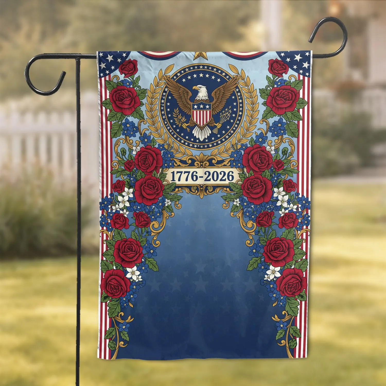 Bald Eagle Rose Floral 1776-2026 - USA 250th Anniversary American Heritage Garden Flag - 1