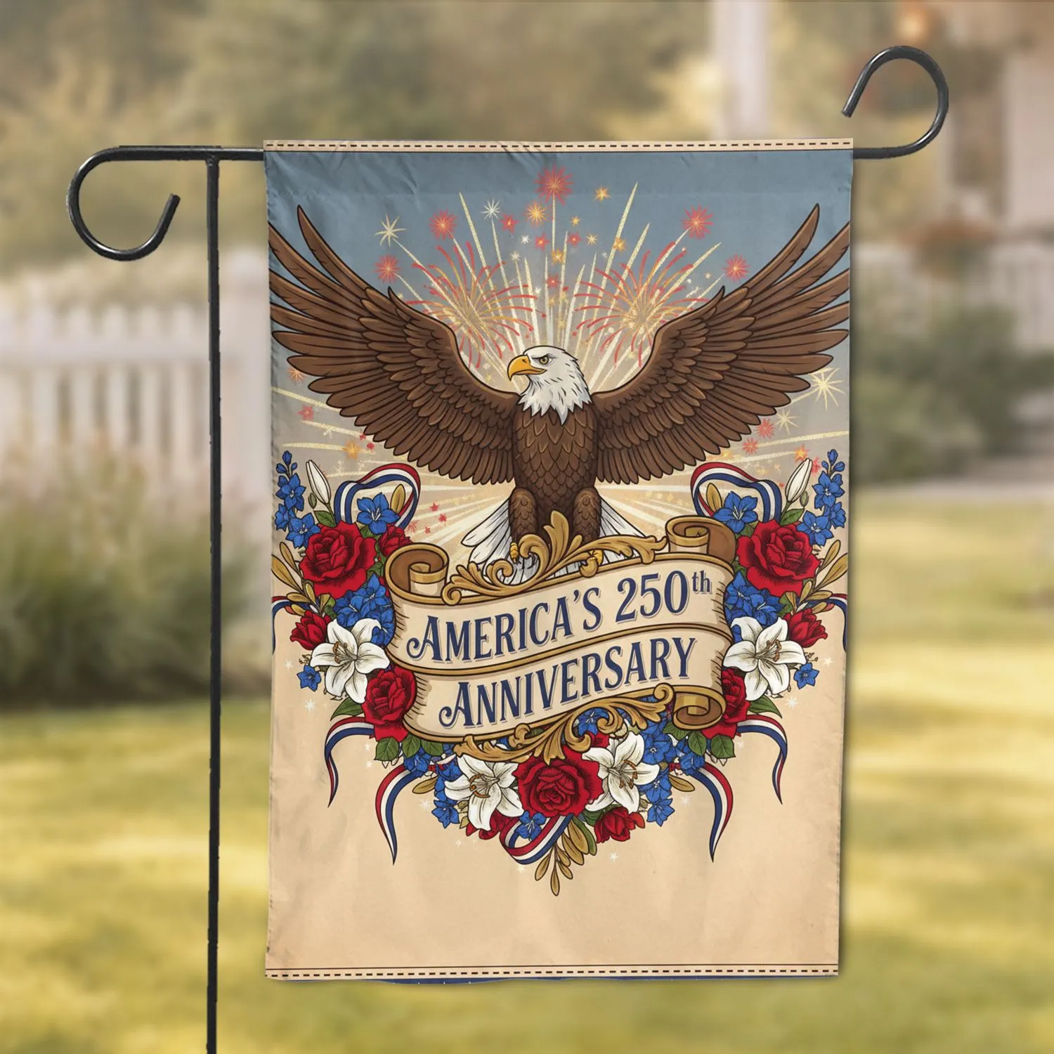 Bald Eagle USA 250th Anniversary Independence Day Gift for Veterans Garden Flag - 1
