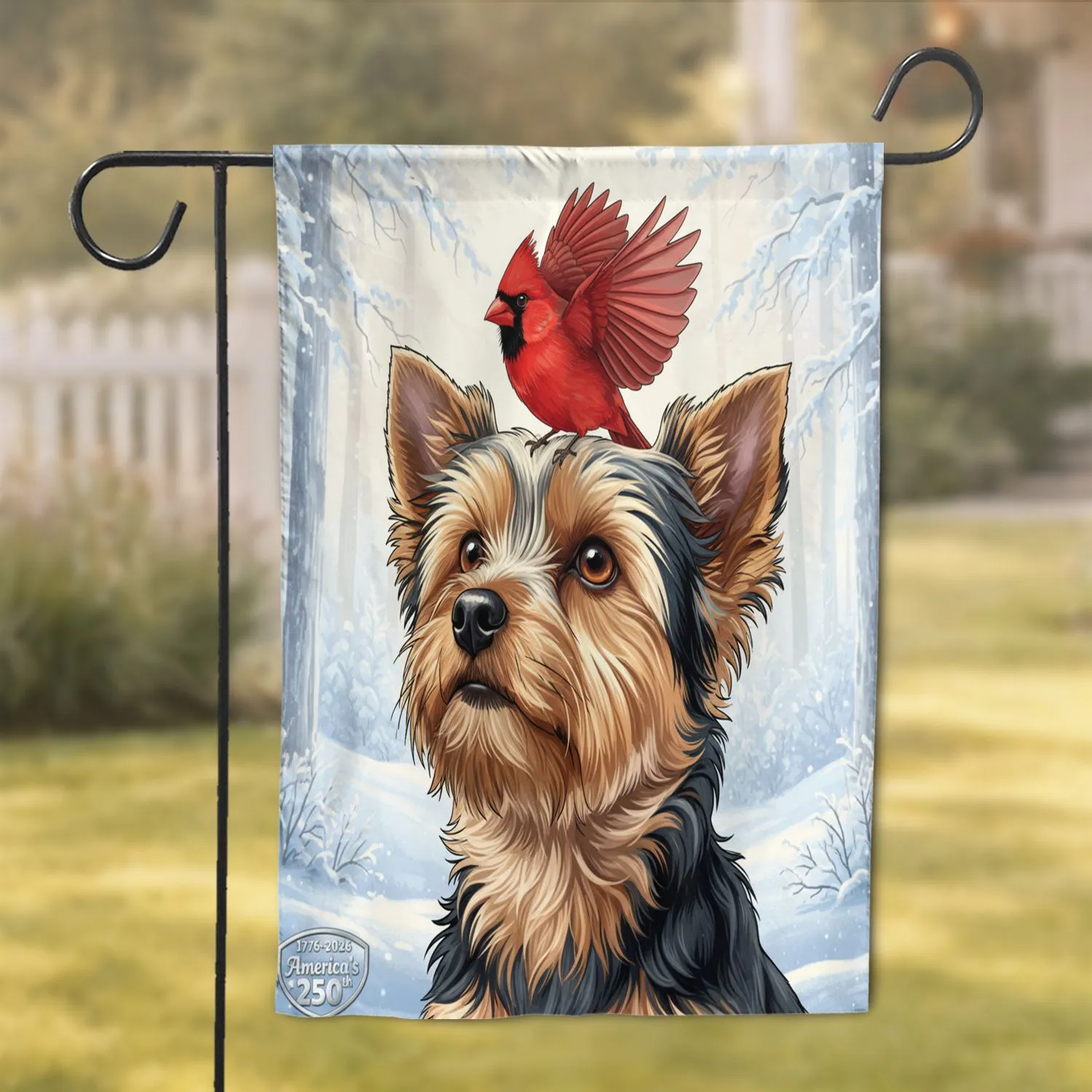 Yorkshire Terrier Cardinal Winter Snow Forest - Home Decor Gift for Dog Lovers Garden Flag - 1