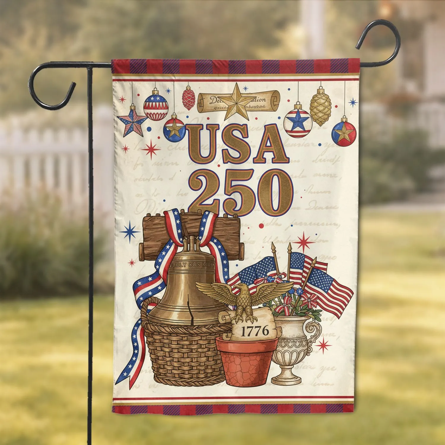 Liberty Bell Golden Eagle USA 250th Anniversary - Independence Day Gift for Dad Garden Flag - 1