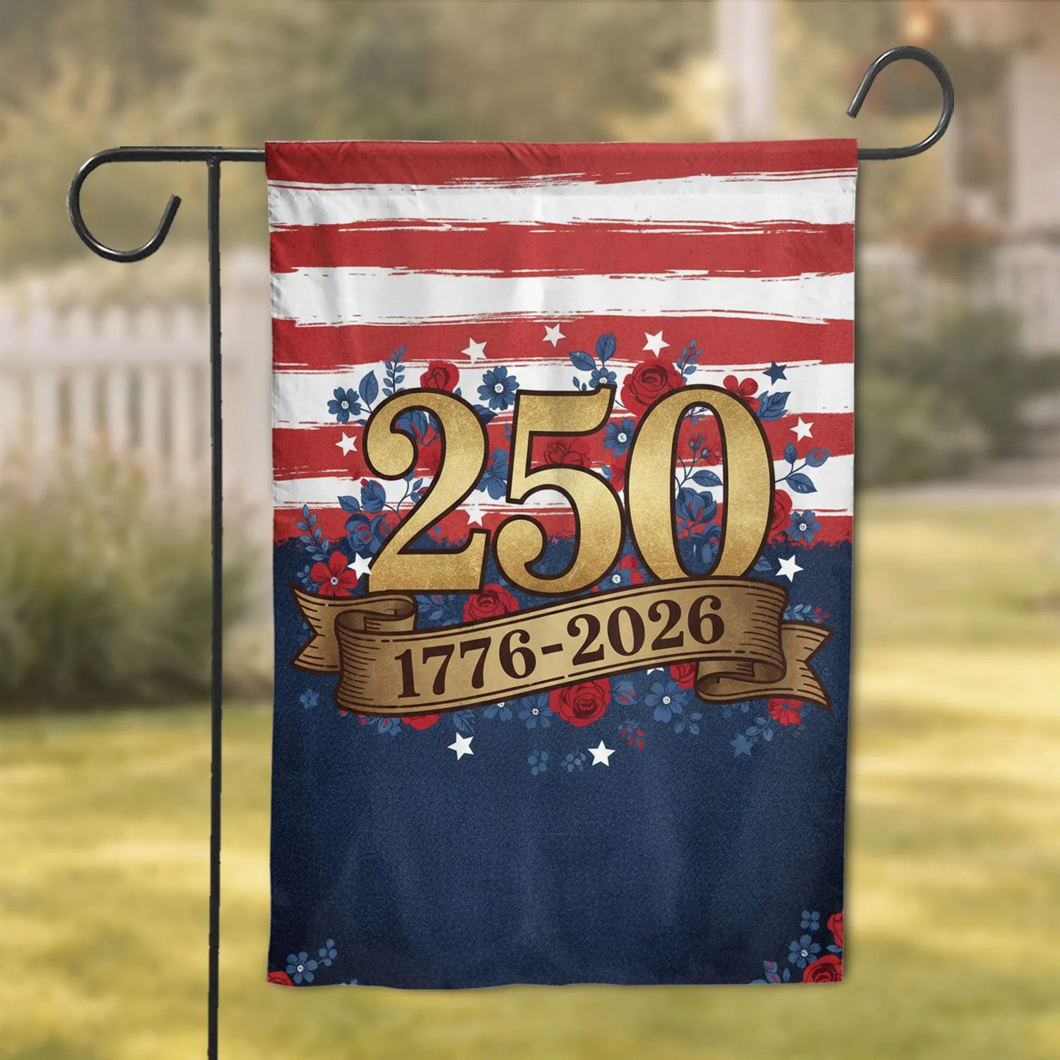 America 250th Anniversary 1776-2026 Stars Stripes Emblem - Independence Day Garden Flag - 1