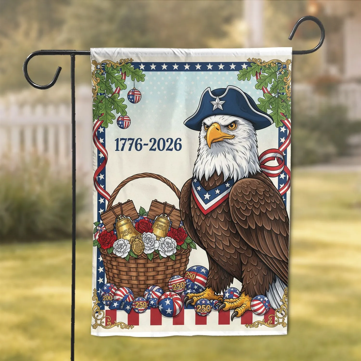 Bald Eagle American Flag 1776-2026 - USA 250th Anniversary Gift for Veterans Garden Flag - 1