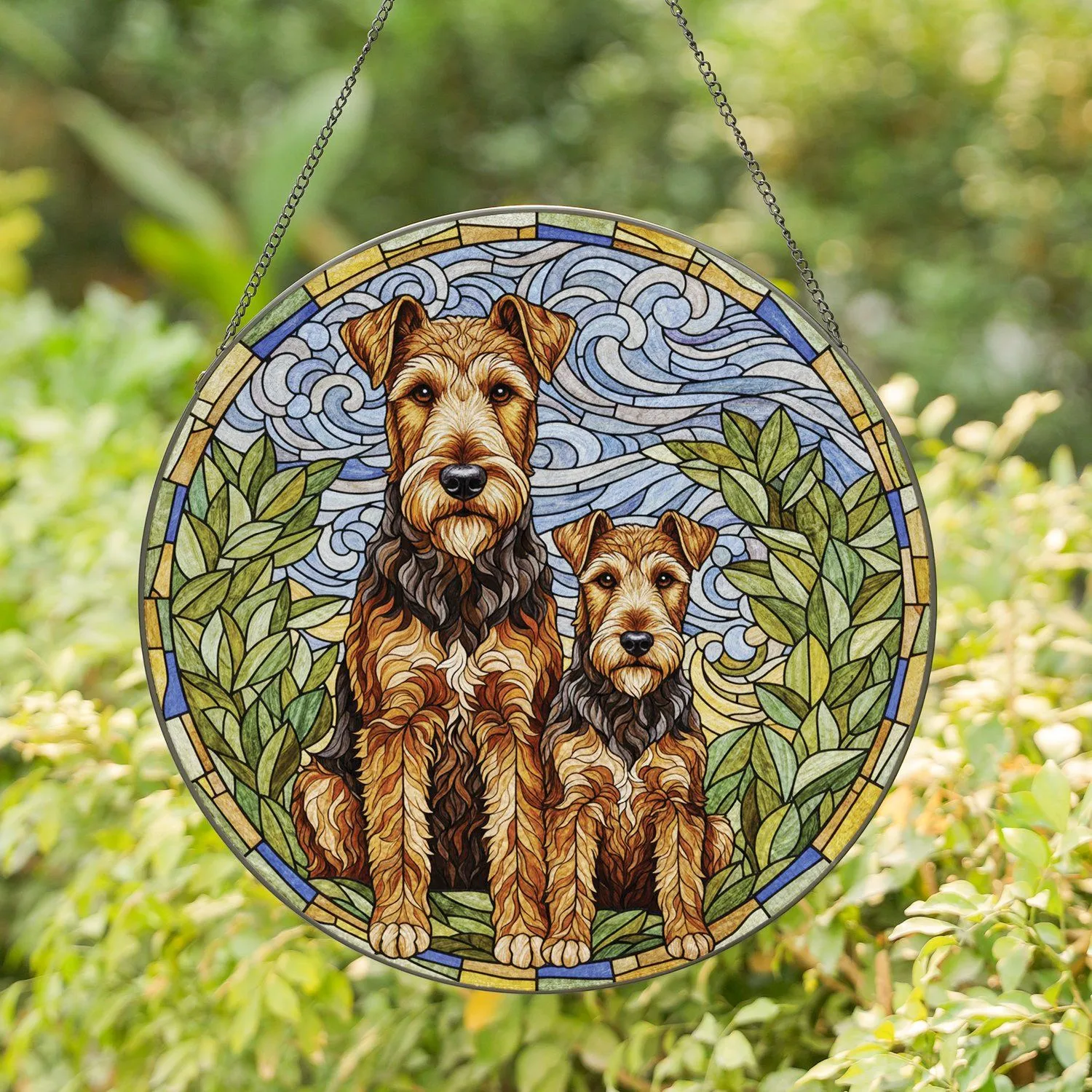 Segmented Airedale Welsh Terriers - Everyday Home Decor Gift for Dog Lovers Stained Glass Suncatcher - 1