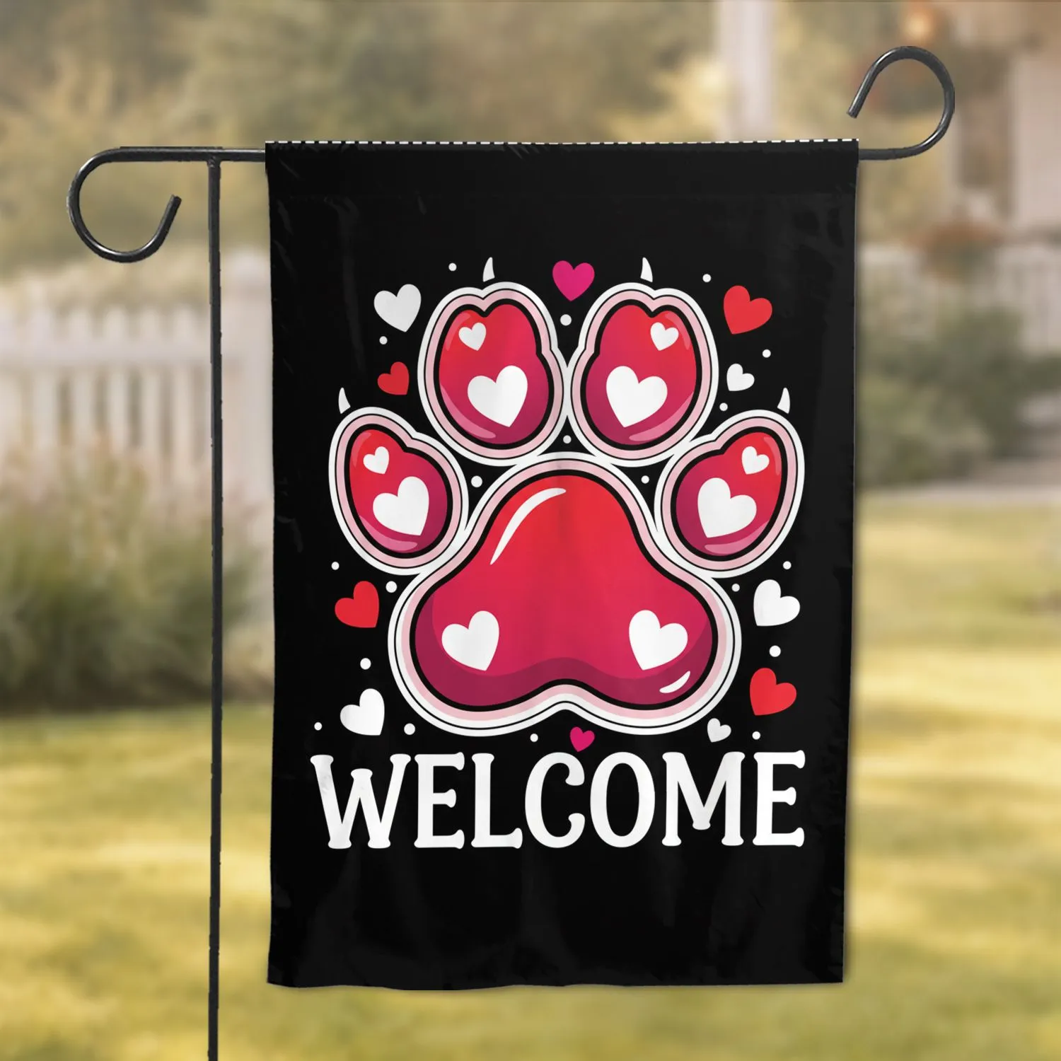 Heart Paw Print Welcome Sign - Pet Lover Home Decor Gift Garden Flag - 1