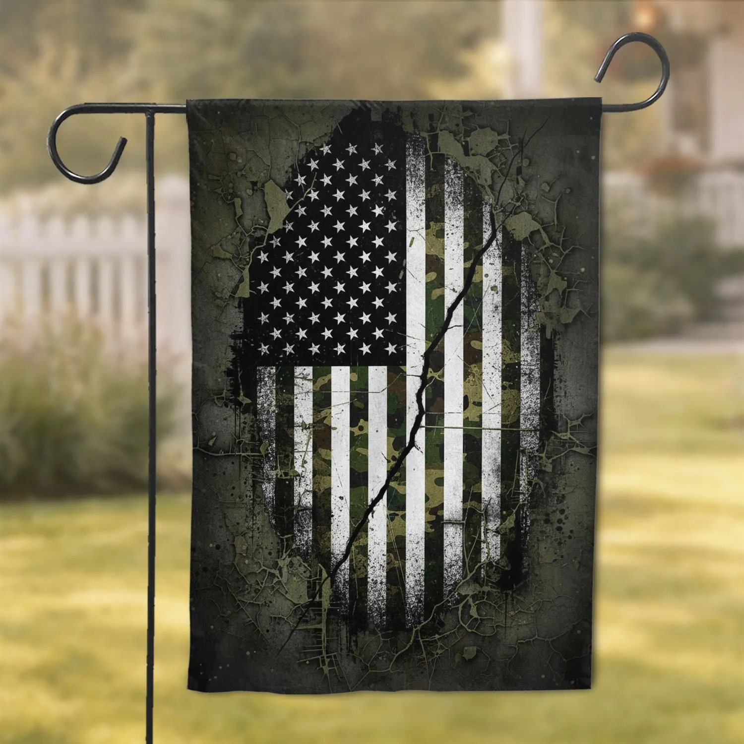 Rugged Cracked Distressed American Flag - Patriotic Home Decor Gift Garden Flag - 1