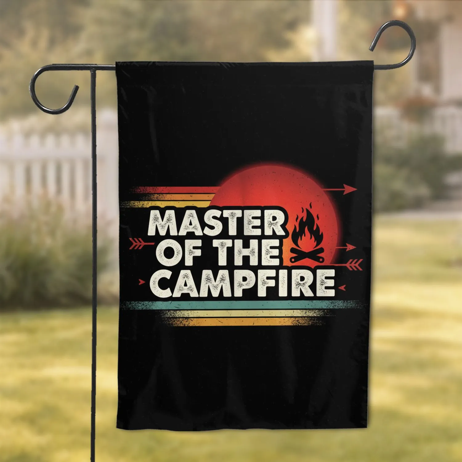 Master of the Campfire Text Campfire Icon - Outdoor Lover Home Decor Gift for Dad Garden Flag - 1