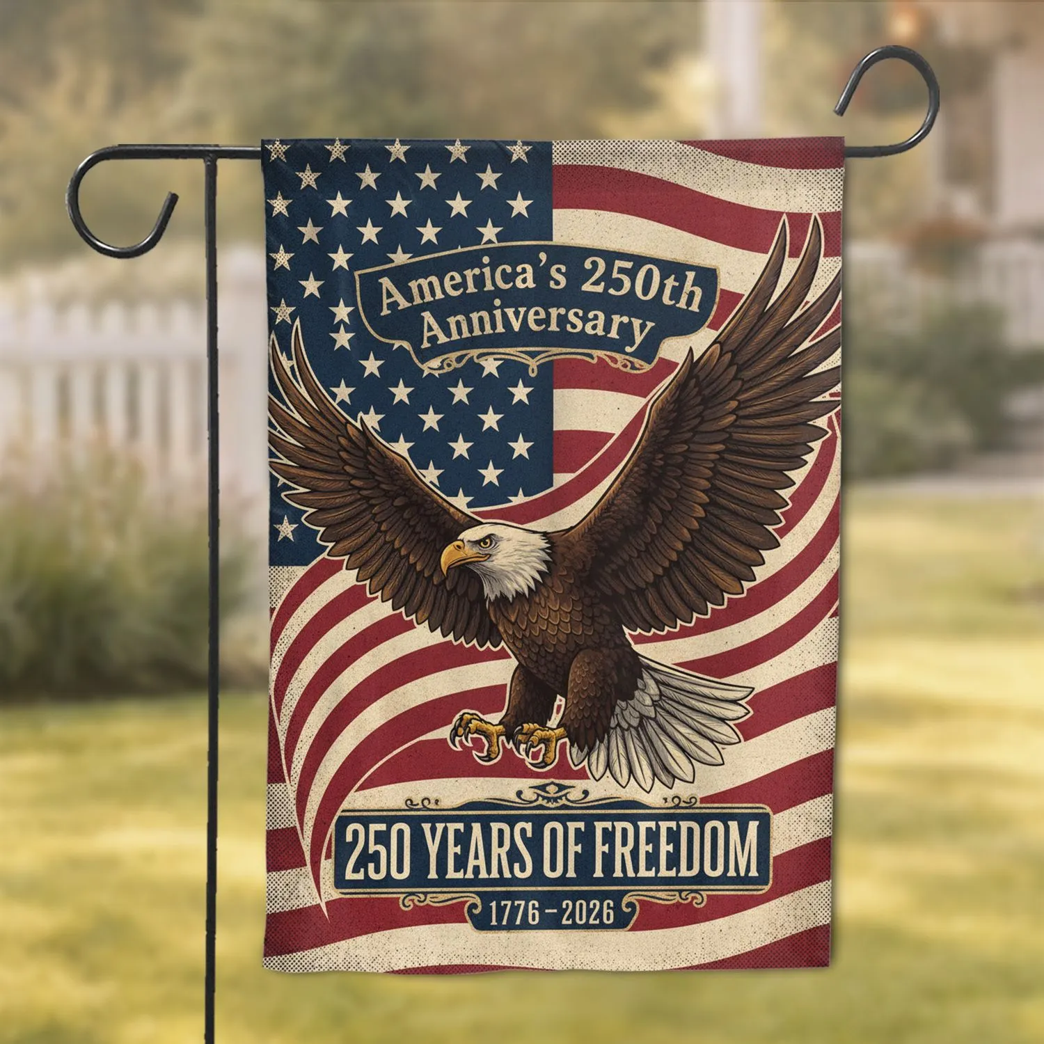 Bald Eagle American Flag 1776-2026 - USA 250th Anniversary Independence Day Garden Flag - 1