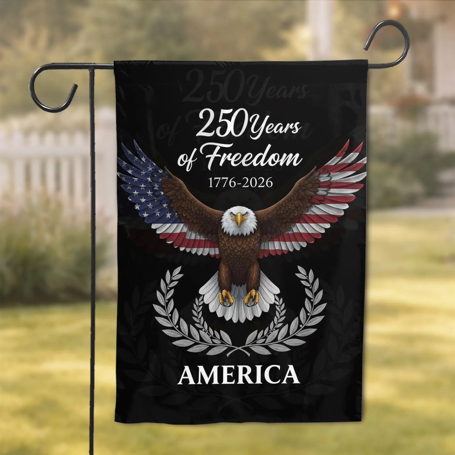Bald Eagle American Flag 250 Years Freedom - USA 250th Anniversary Independence Day Garden Flag - 1