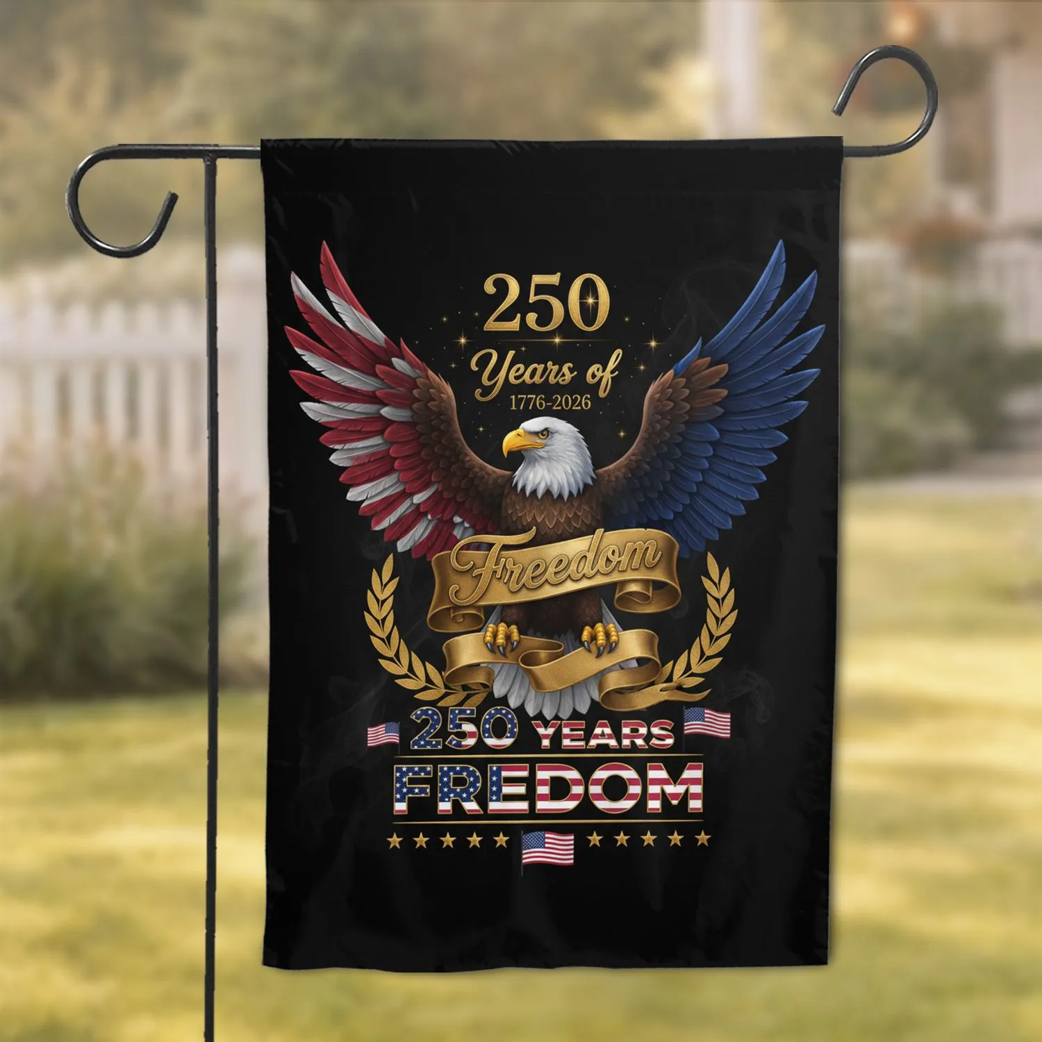 Majestic Bald Eagle American Flag - USA 250th Anniversary Freedom for Veterans Garden Flag - 1