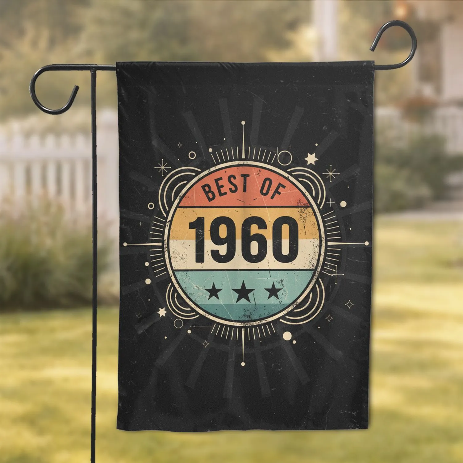 Circular 1960 Best Of Emblem Stars - Birthday Celebration Home Decor Gift Garden Flag - 1