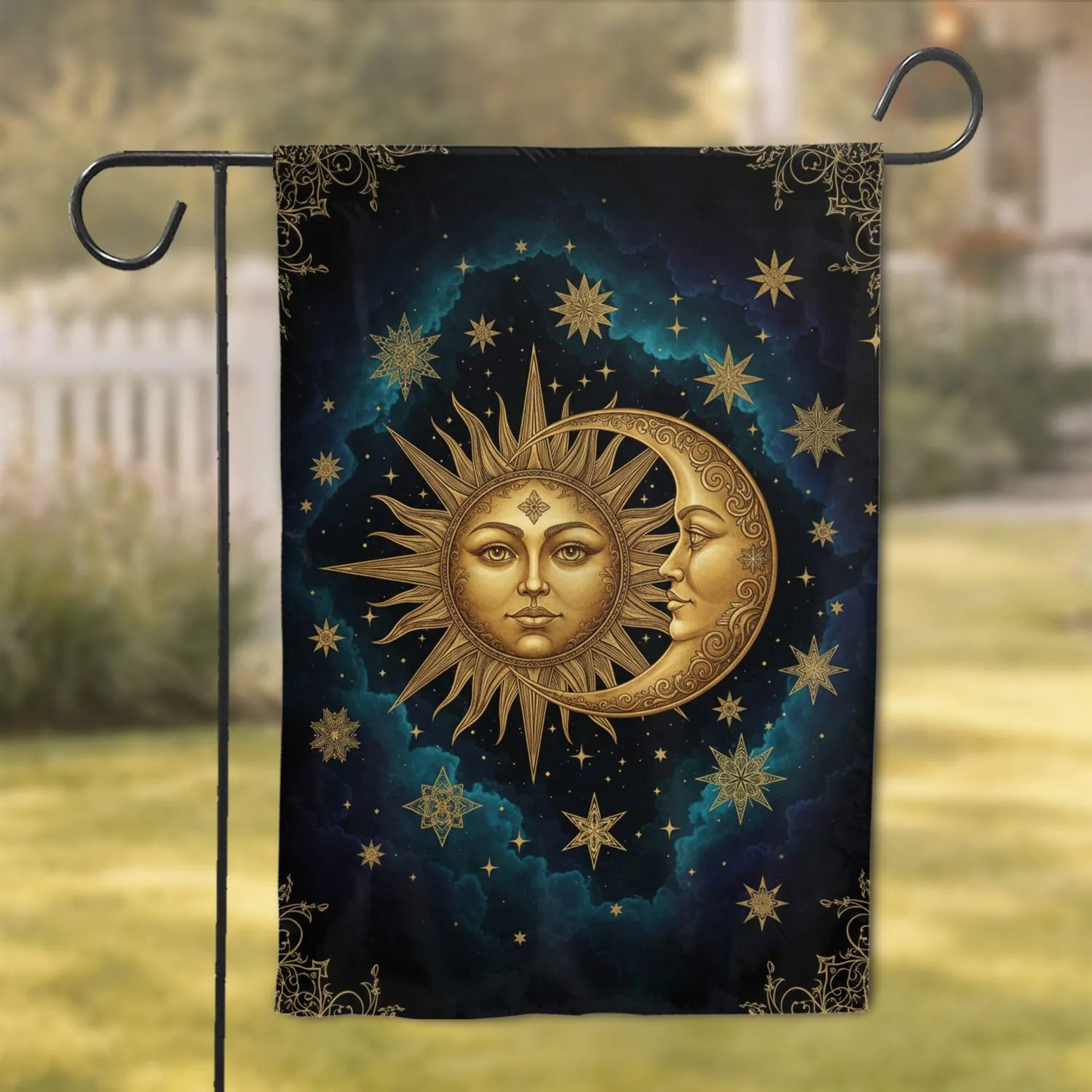 Celestial Sun Moon Faces - Home Decor Gift for Celestial Lover Garden Flag - 1