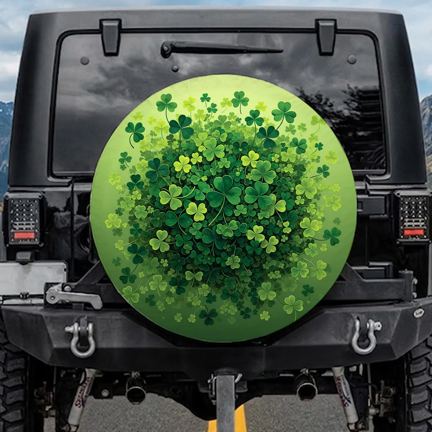 Rich Green Clover Field - Fresh Natural Decor Nature Lover Gift Spare Tire Cover - 1