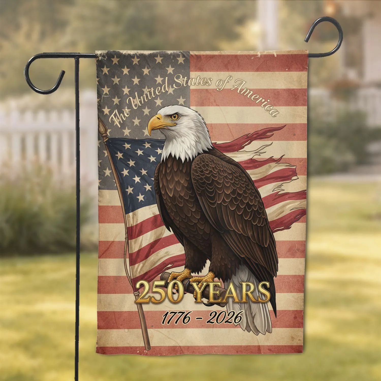 Bald Eagle American Flag 1776-2026 - USA 250th Anniversary Independence Day Garden Flag - 1