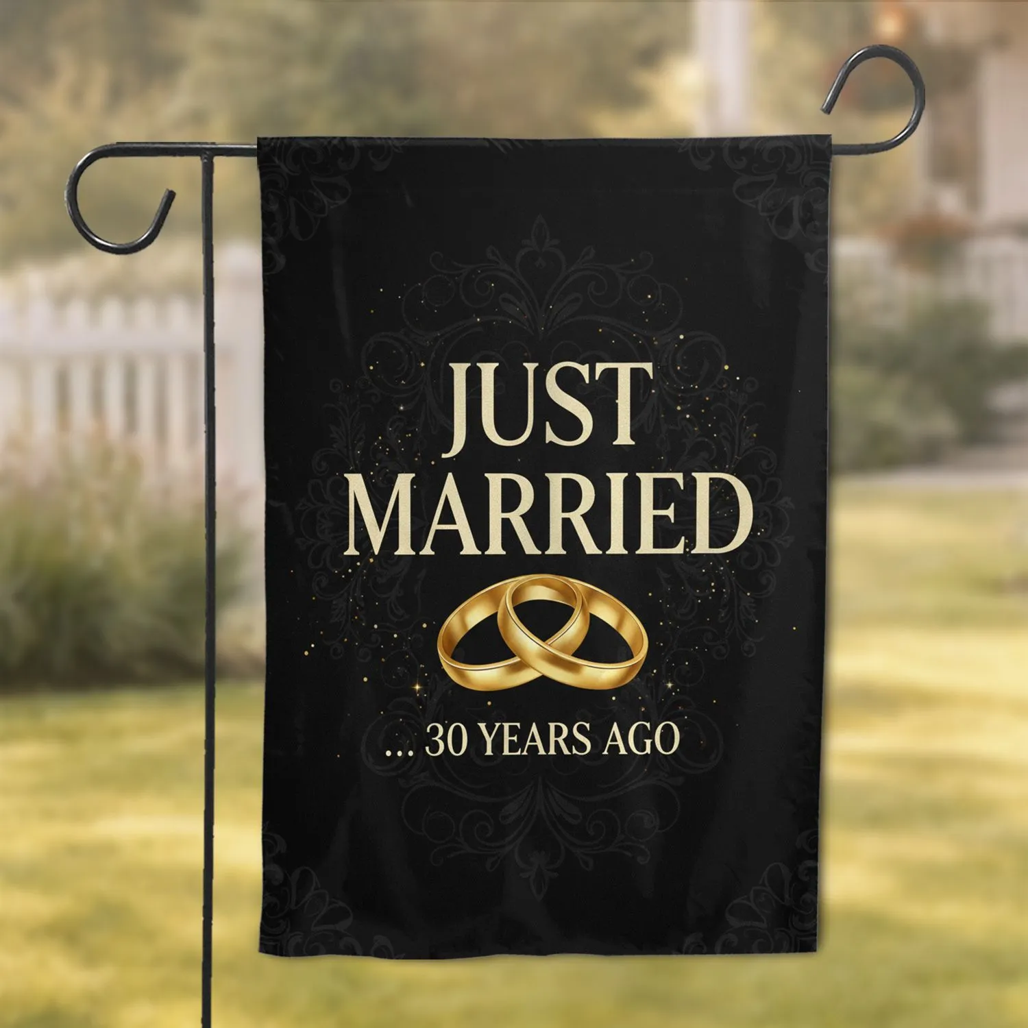 Just Married 30 Years Ago Wedding Bands - 30th Anniversary Gift for Couples Garden Flag - 1
