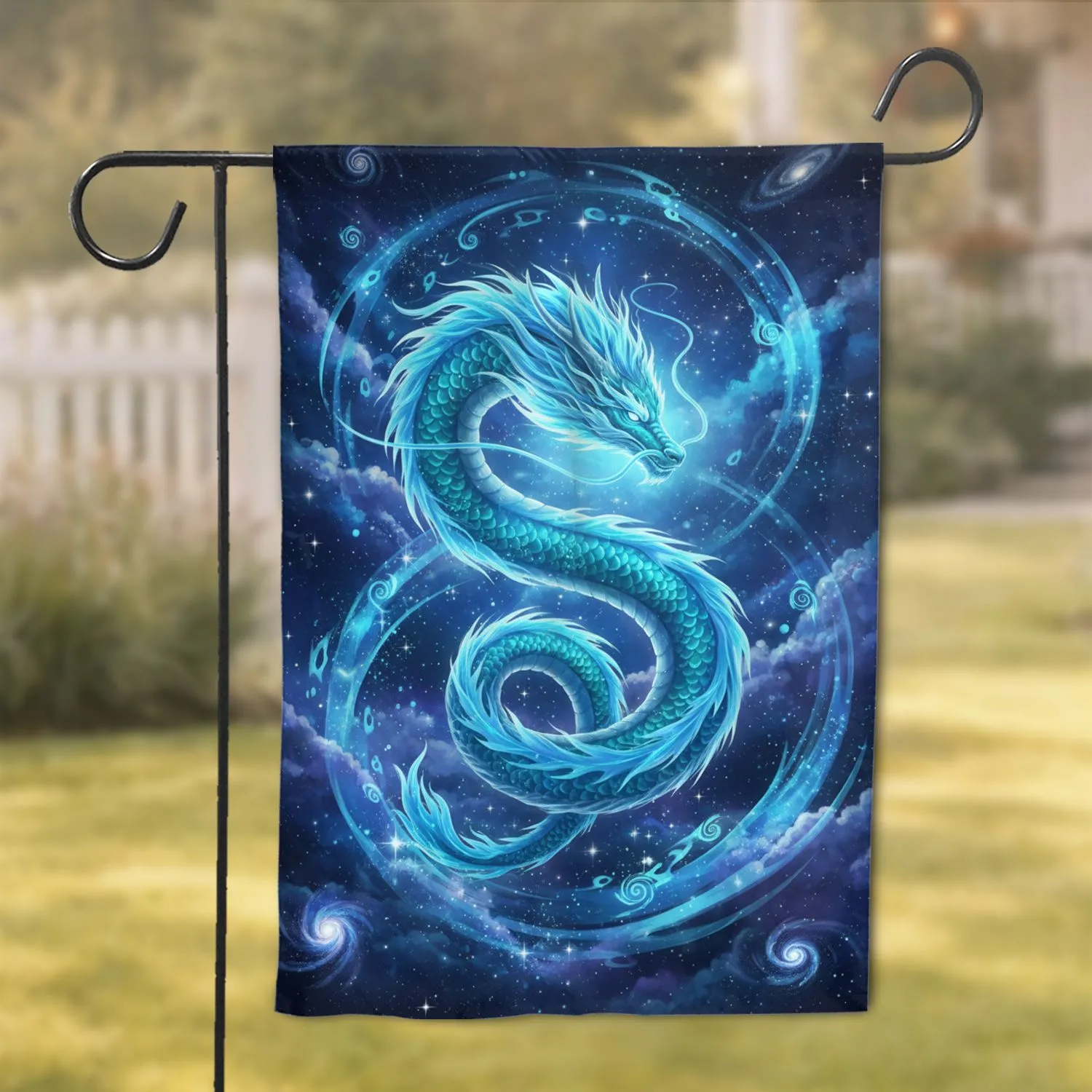 Luminous Serpentine Eastern Dragon Celestial Nebula - Home Decor Gift for Fantasy Lover Garden Flag - 1