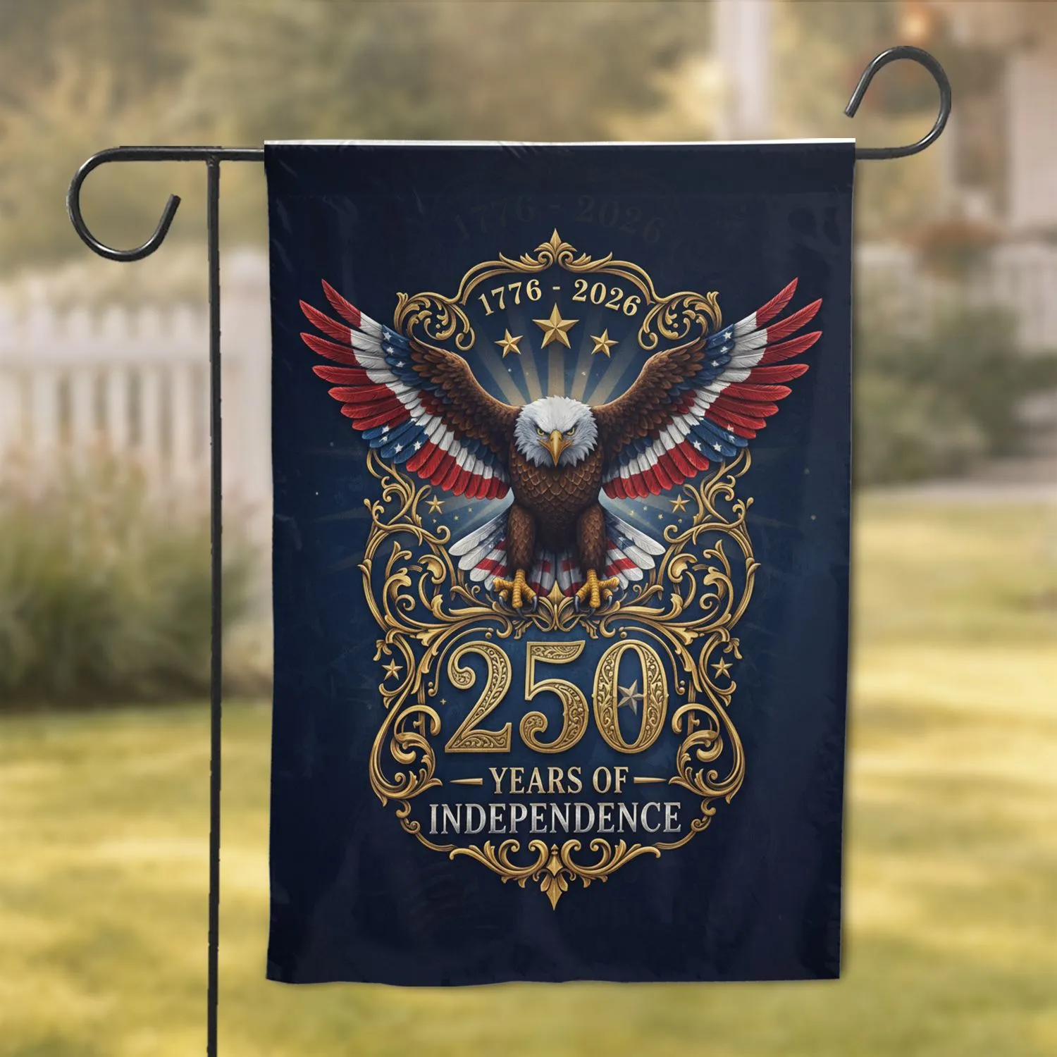 Bald Eagle American Patriotic Flag 1776-2026 - 250 Years of Independence Day Garden Flag - 1