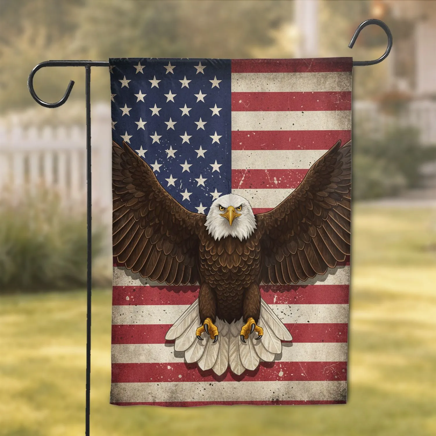 Bald Eagle American Flag Independence Day Gift for Veterans Garden Flag - 1