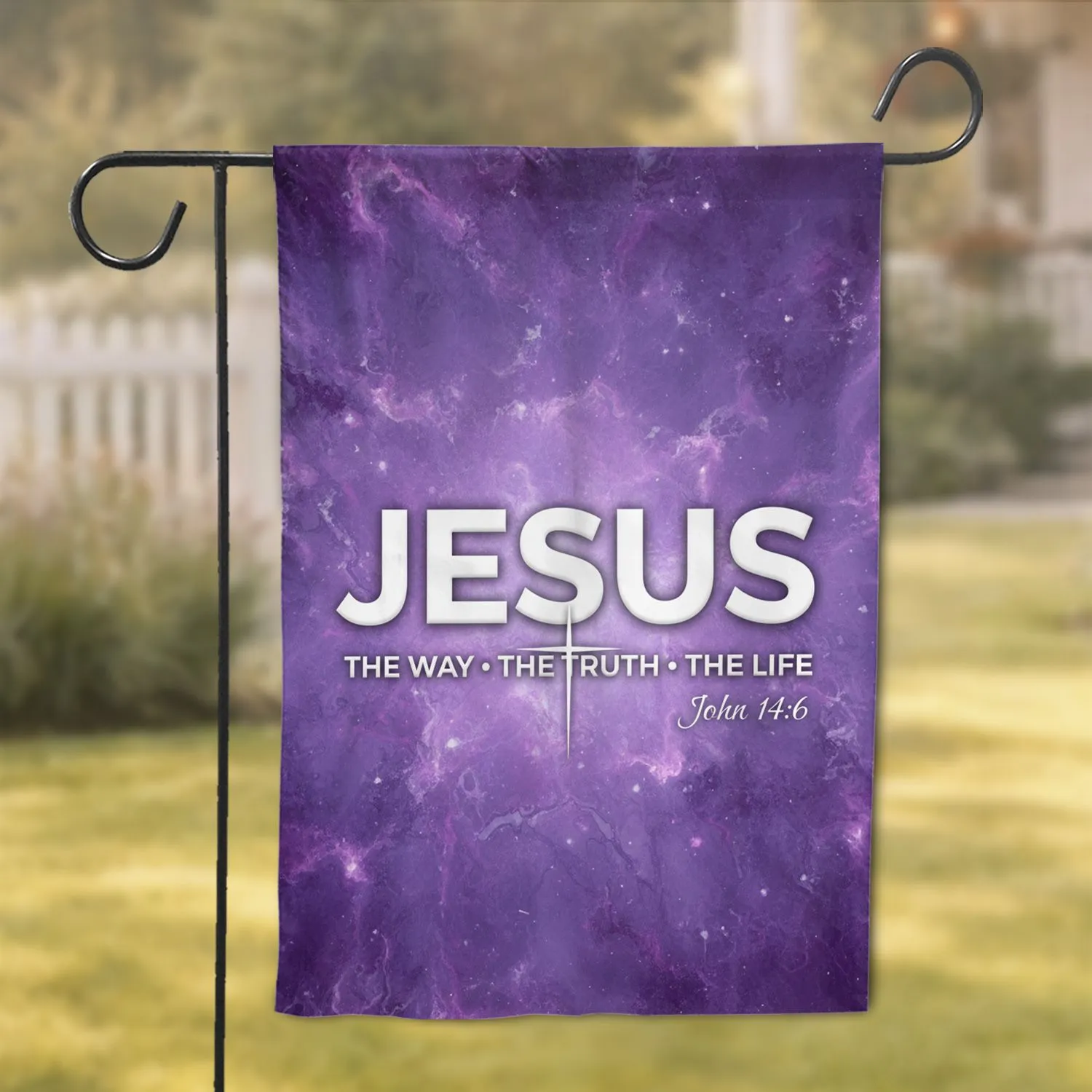 JESUS THE WAY THE TRUTH THE LIFE John 14:6 Cross - Spiritual Christian Home Decor Garden Flag - 1