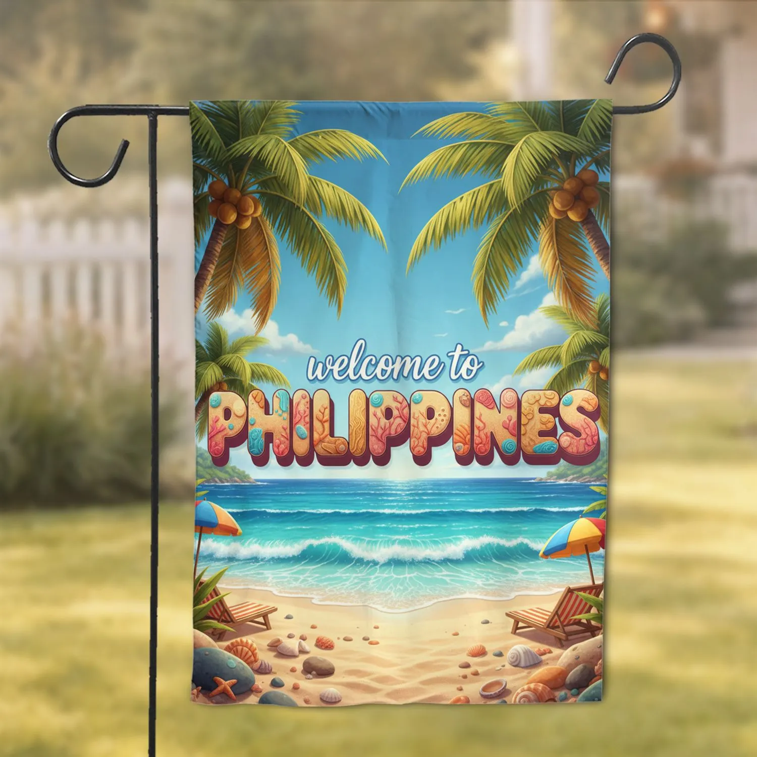 Philippines Tropical Beach Palm Trees - Island Vacation Home Decor Gift Garden Flag - 1