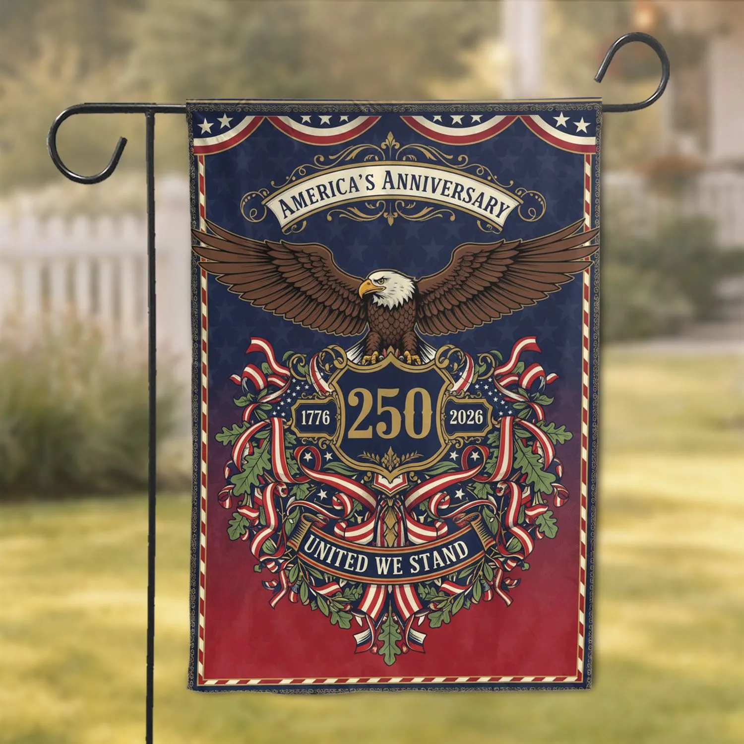 Bald Eagle American Flag 1776-2026 - USA 250th Anniversary Independence Day Garden Flag - 1