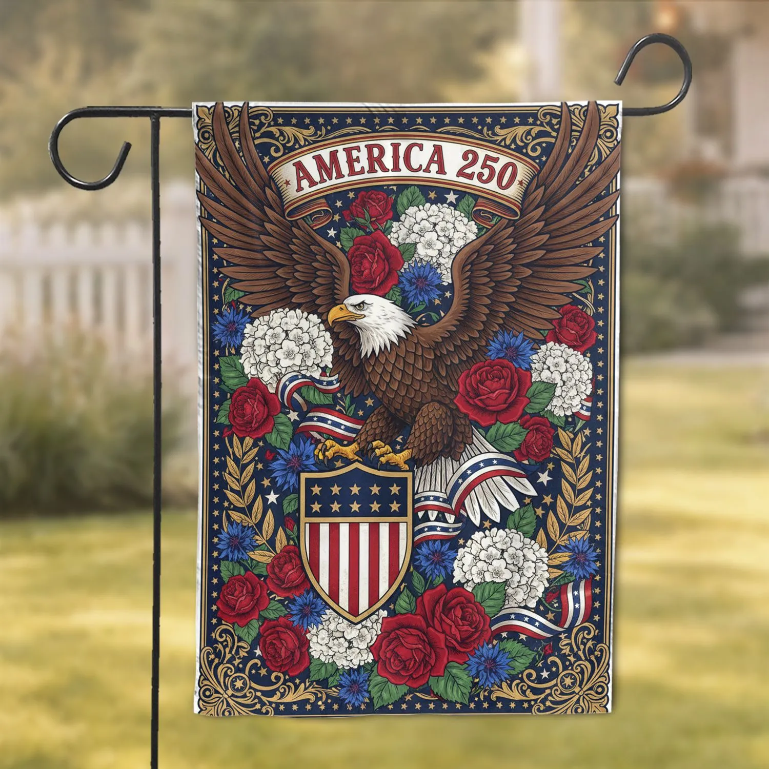 Bald Eagle American Shield USA 250th Anniversary Independence Day Gift for Veterans Garden Flag - 1