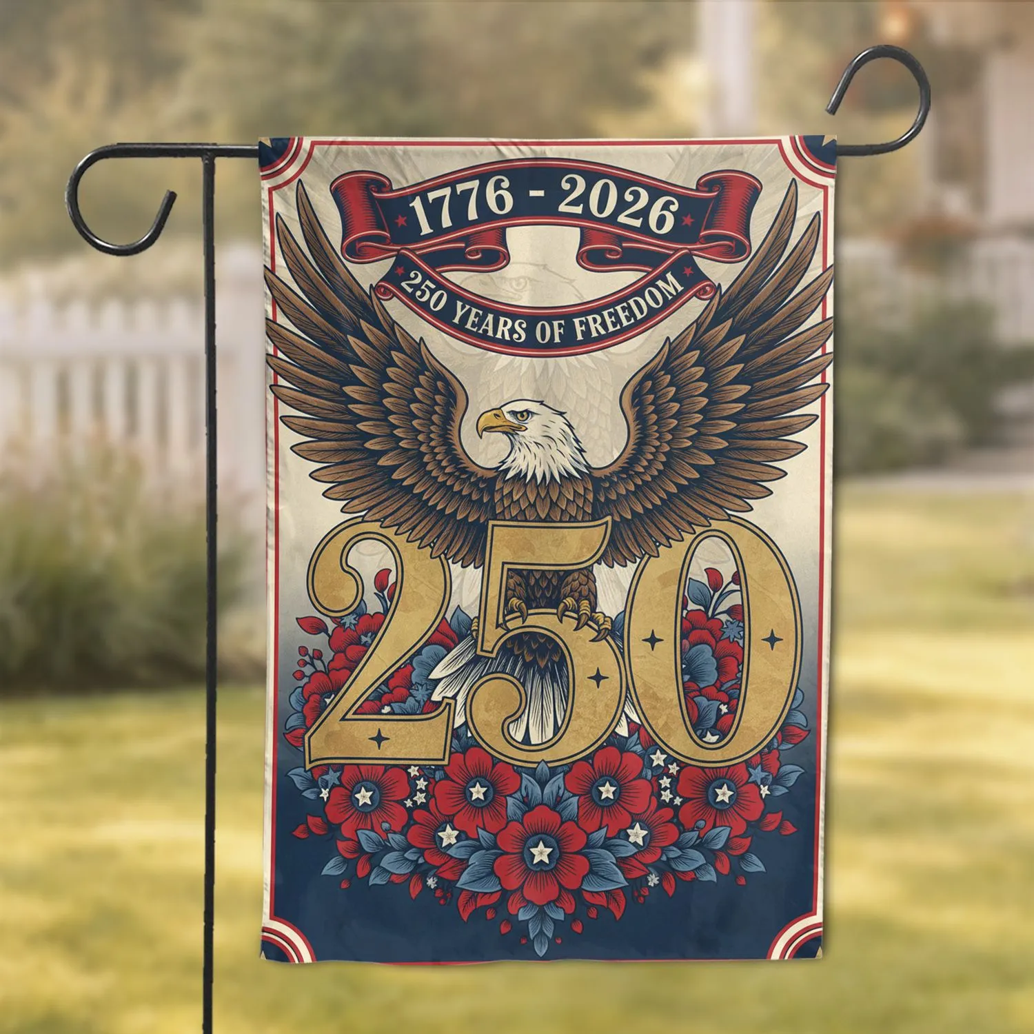 Bald Eagle America 250th Anniversary 1776-2026 - Independence Day Gift for Veterans Garden Flag - 1