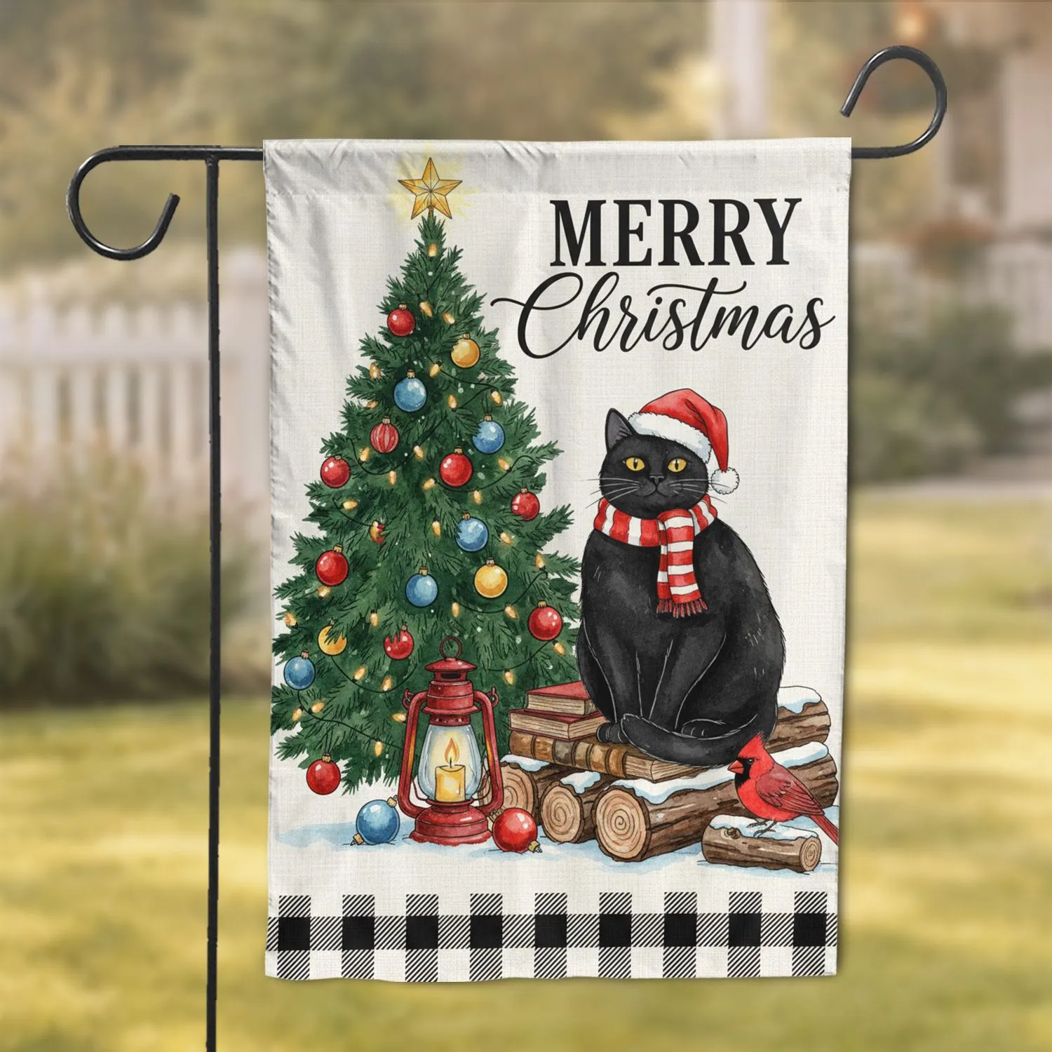 Black Cat Christmas Tree Merry Christmas Holiday Home Decor Gift for Cat Lover Garden Flag - 1