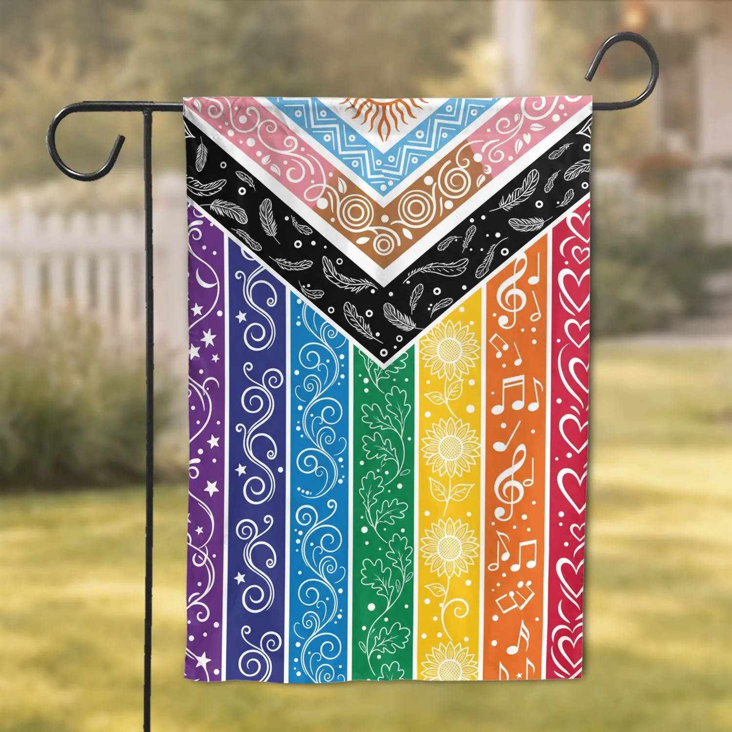 Progressive Pride Flag White Decorative Motifs - Pride Celebration Gift for LGBTQ+ Supporter Garden Flag - 1