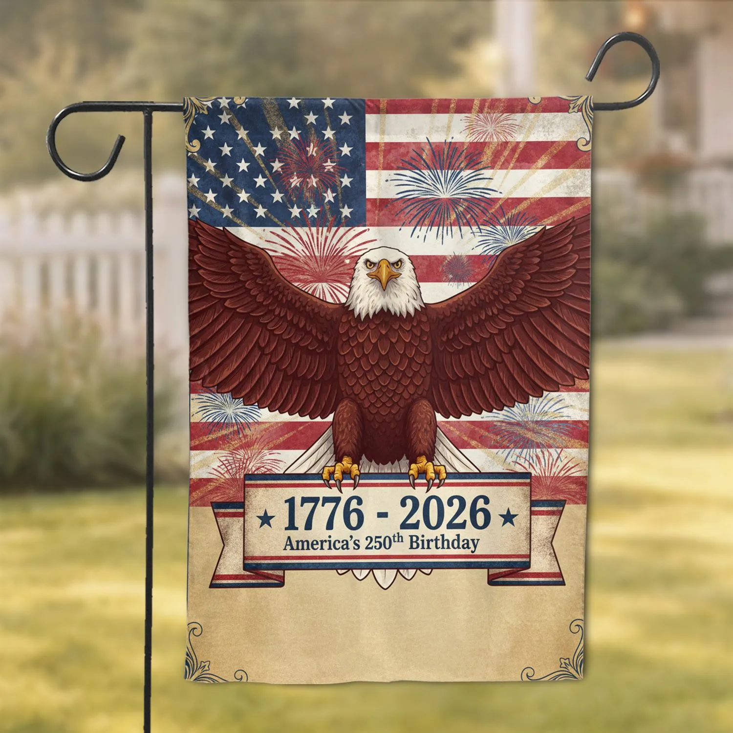 Bald Eagle American Flag 1776-2026 - USA 250th Anniversary Independence Day Gift Garden Flag - 1