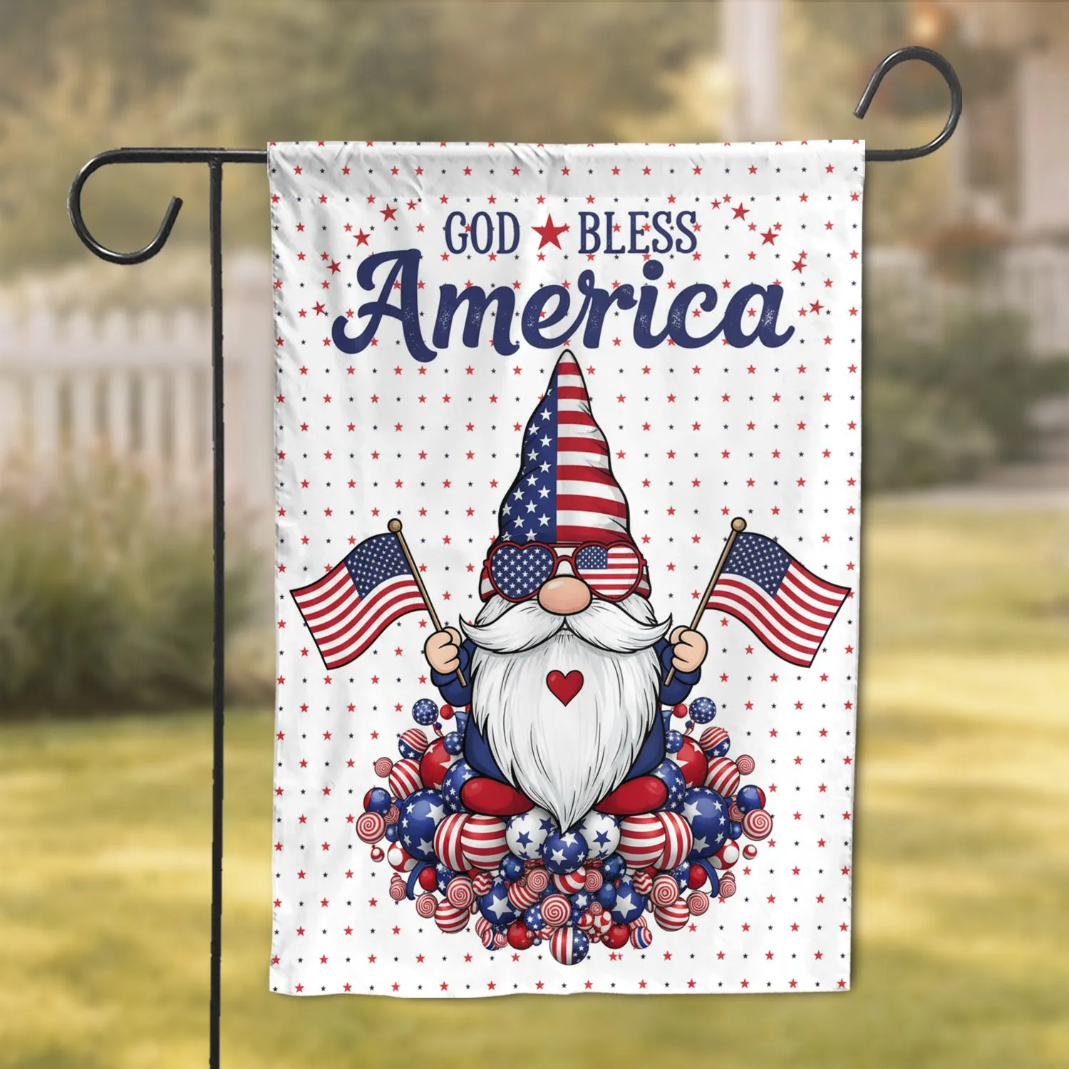 Patriotic Gnome American Flag Hat - God Bless America Independence Day Home Decor Garden Flag - 1