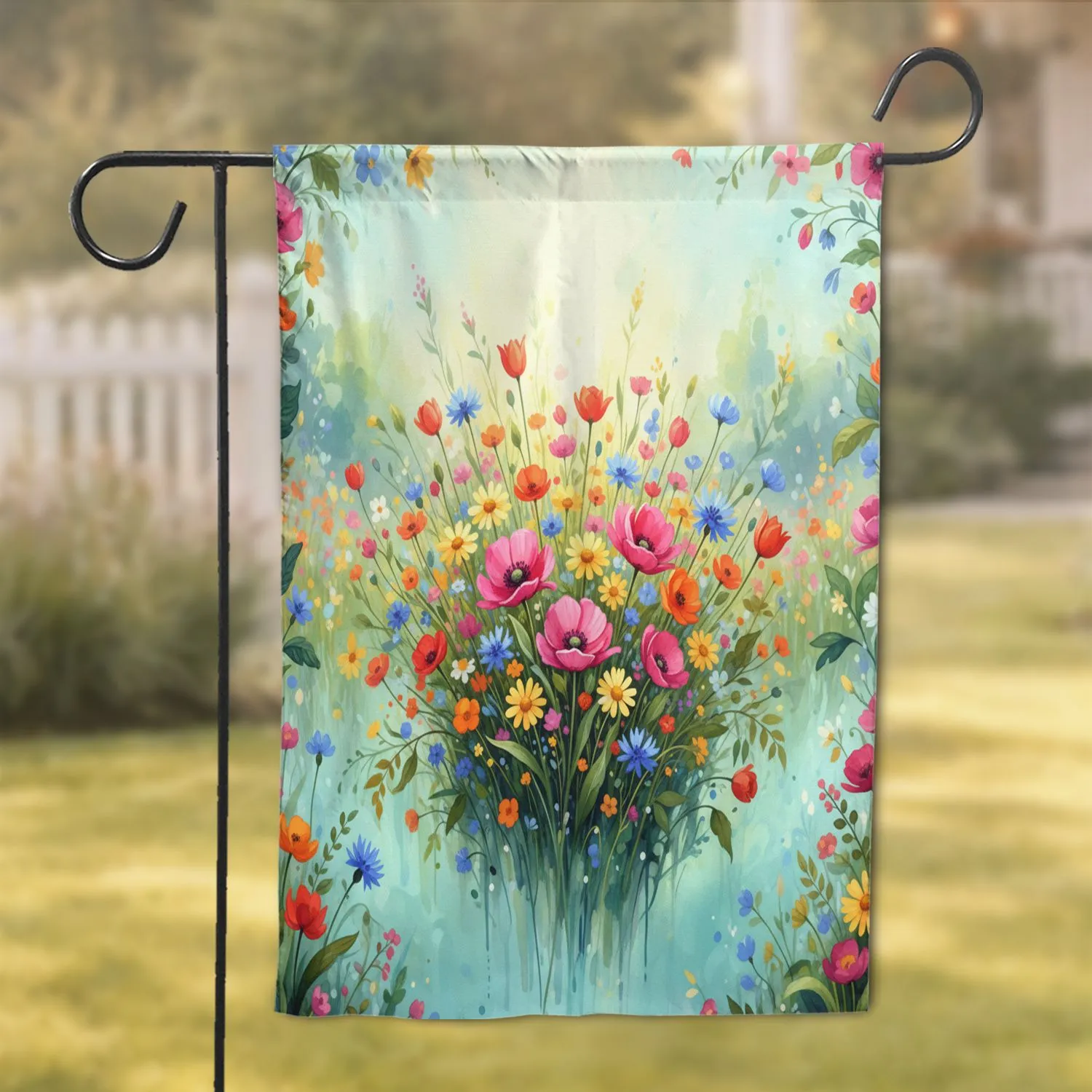 Lush Wildflower Meadow Poppies Daisies - Garden Decor Gift for Nature Lovers Garden Flag - 1