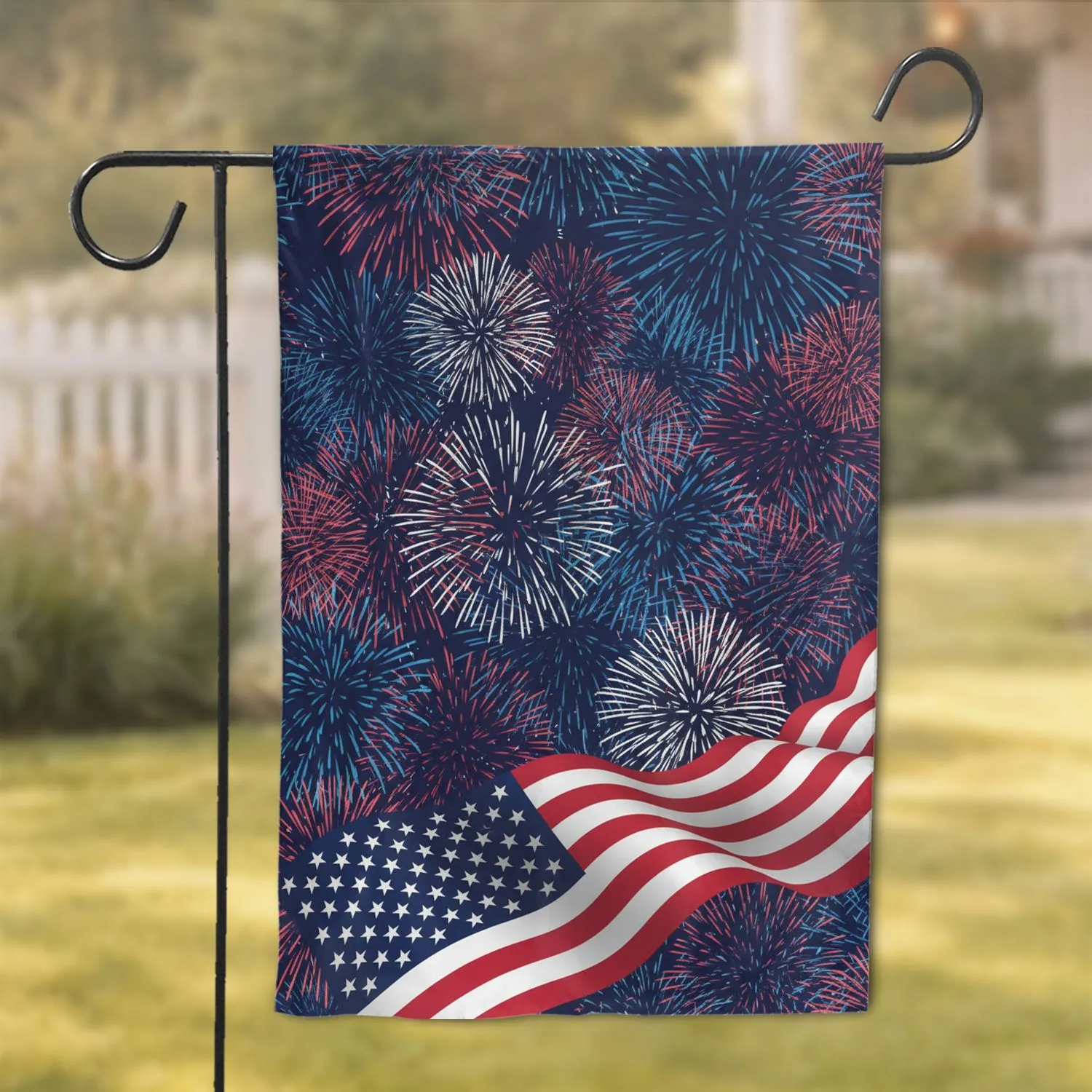 American Flag Red White Blue Fireworks 1776-2026 - America 250th Anniversary Independence Day Garden Flag - 1
