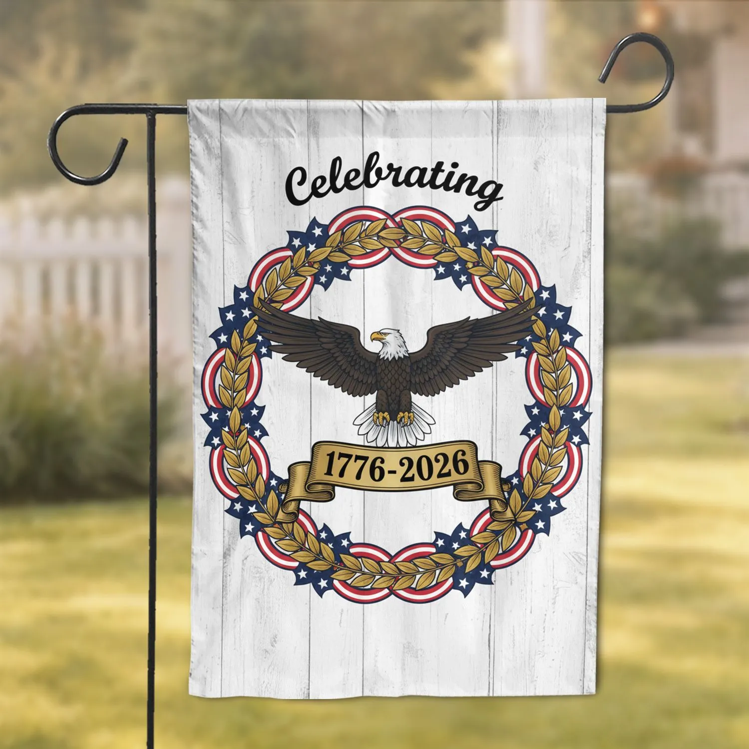 Bald Eagle Wreath 1776-2026 - USA 250th Anniversary Independence Day Gift for Veterans Garden Flag - 1