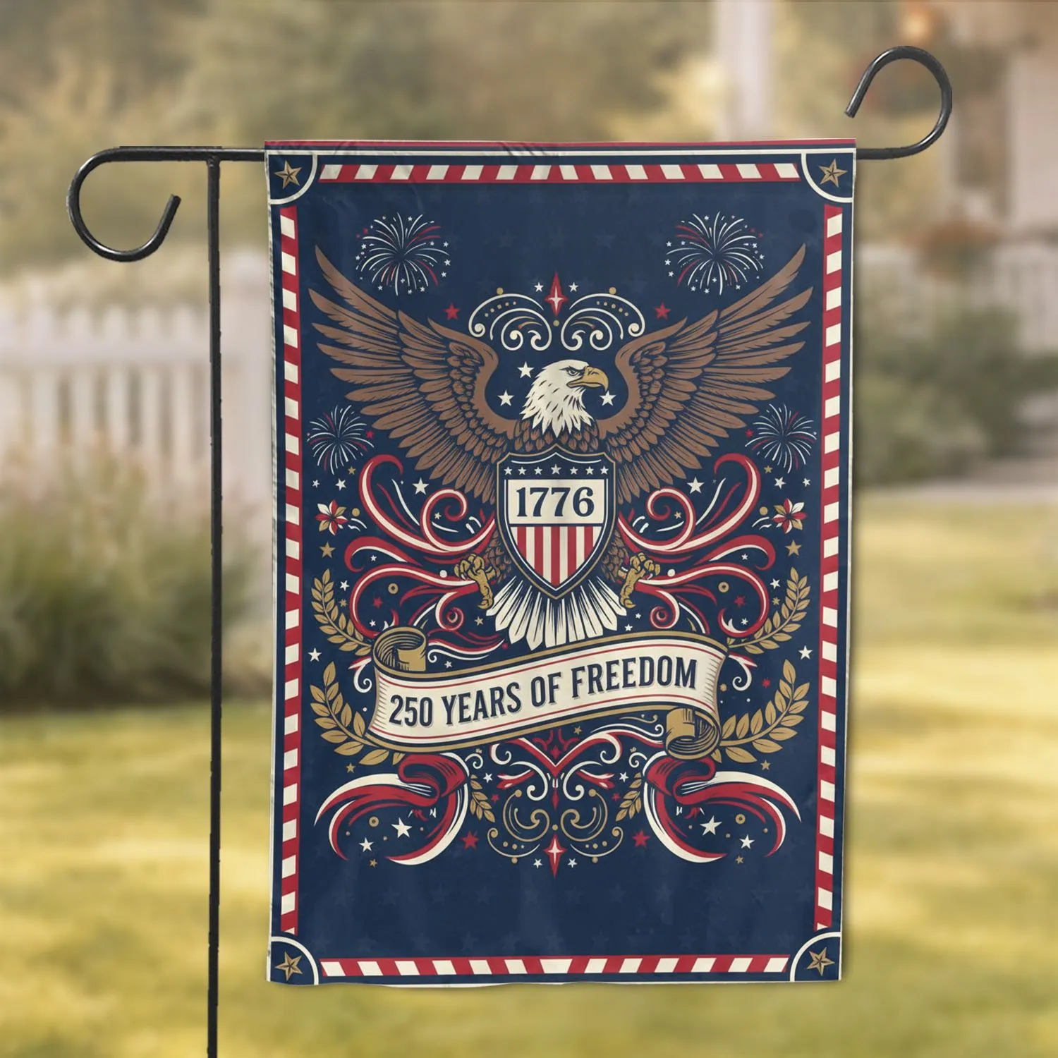 Bald Eagle 1776 Shield - USA 250th Anniversary Independence Day for Veterans Garden Flag - 1