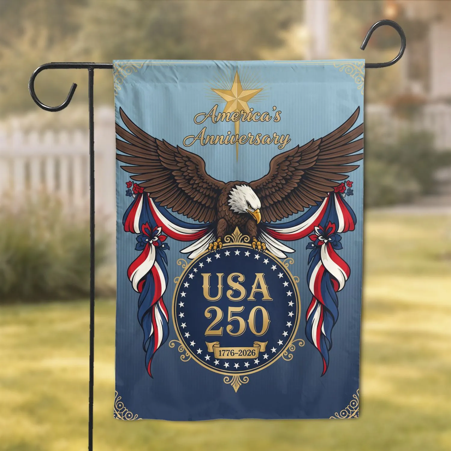 Bald Eagle USA 250th Anniversary 1776-2026 - Independence Day Gift for Veterans Garden Flag - 1