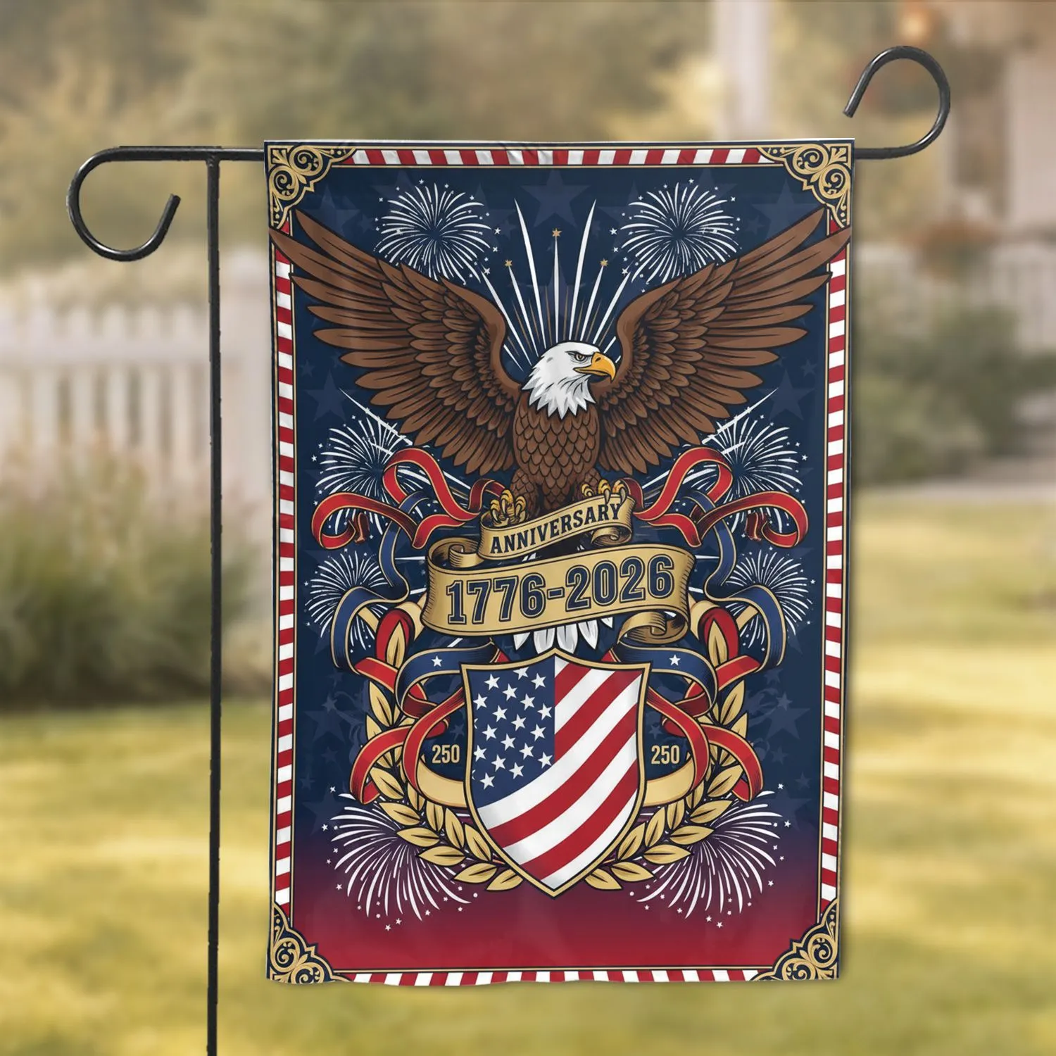 Bald Eagle 1776-2026 American Flag - USA 250th Anniversary Gift for Veterans Garden Flag - 1