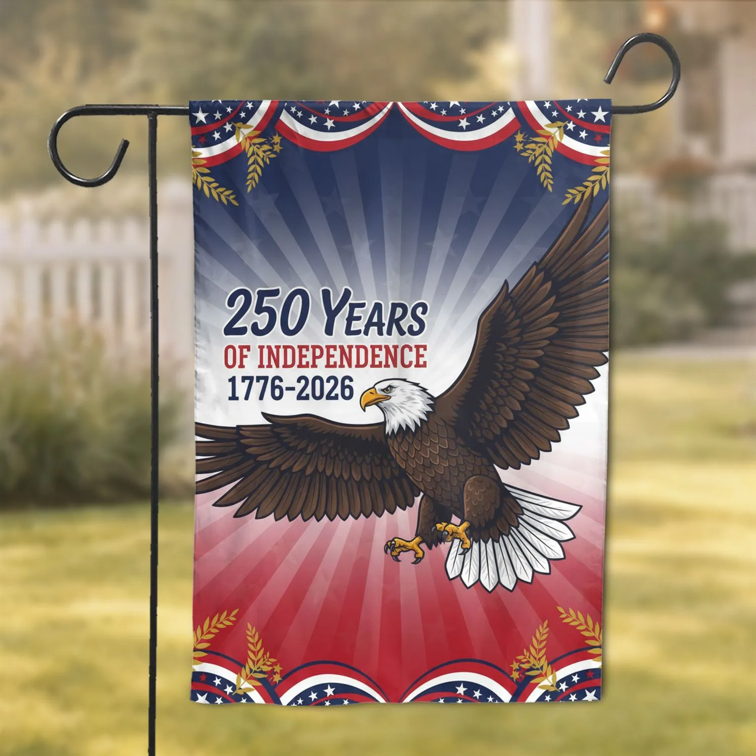 Bald Eagle American 250th Anniversary 1776-2026 Independence Day for Veterans Garden Flag - 1
