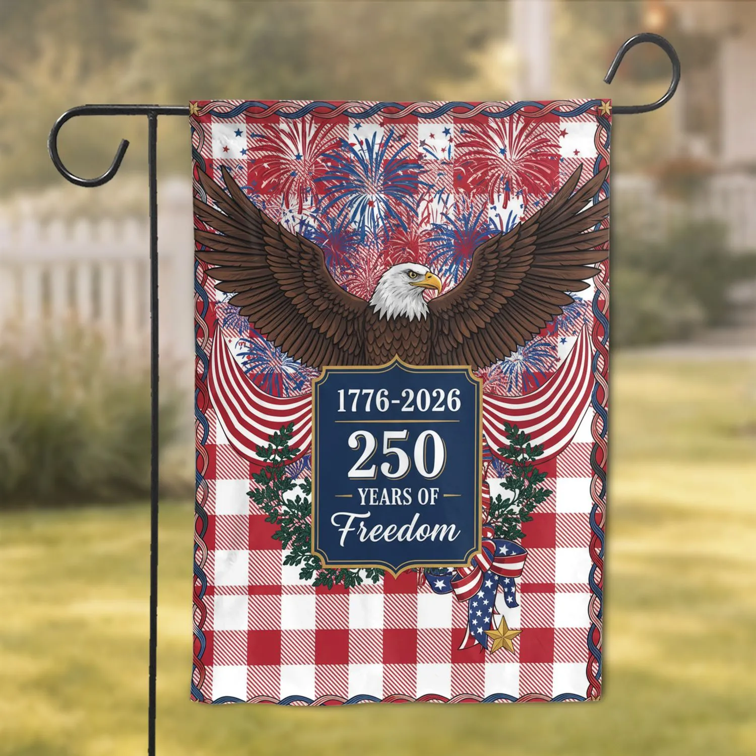 Bald Eagle American Flag 1776-2026 - USA 250th Anniversary Independence Day Gift for Fathers Garden Flag - 1
