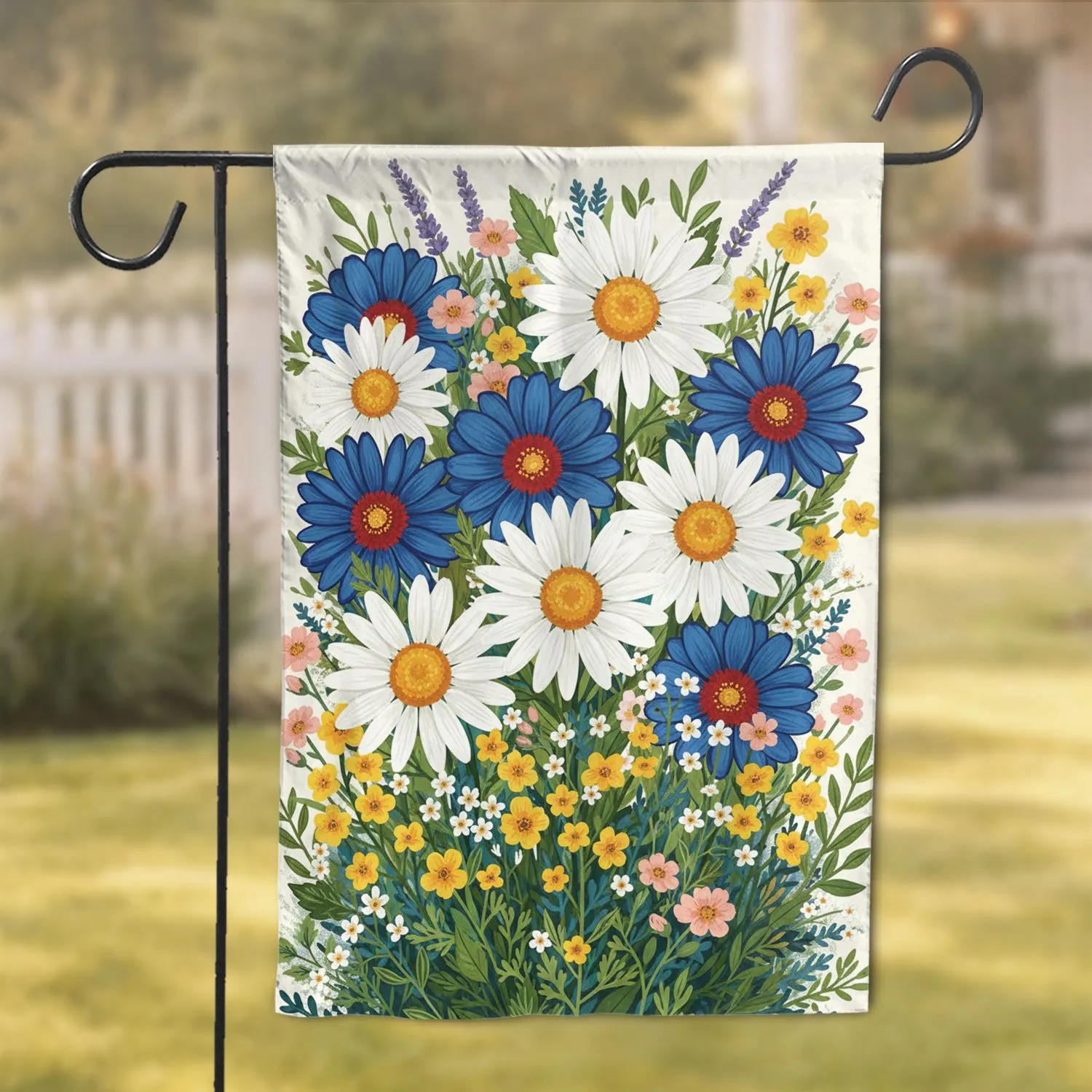 Daisies Cosmos Wildflower Meadow - Lush Floral Garden Home Decor Gift Garden Flag - 1