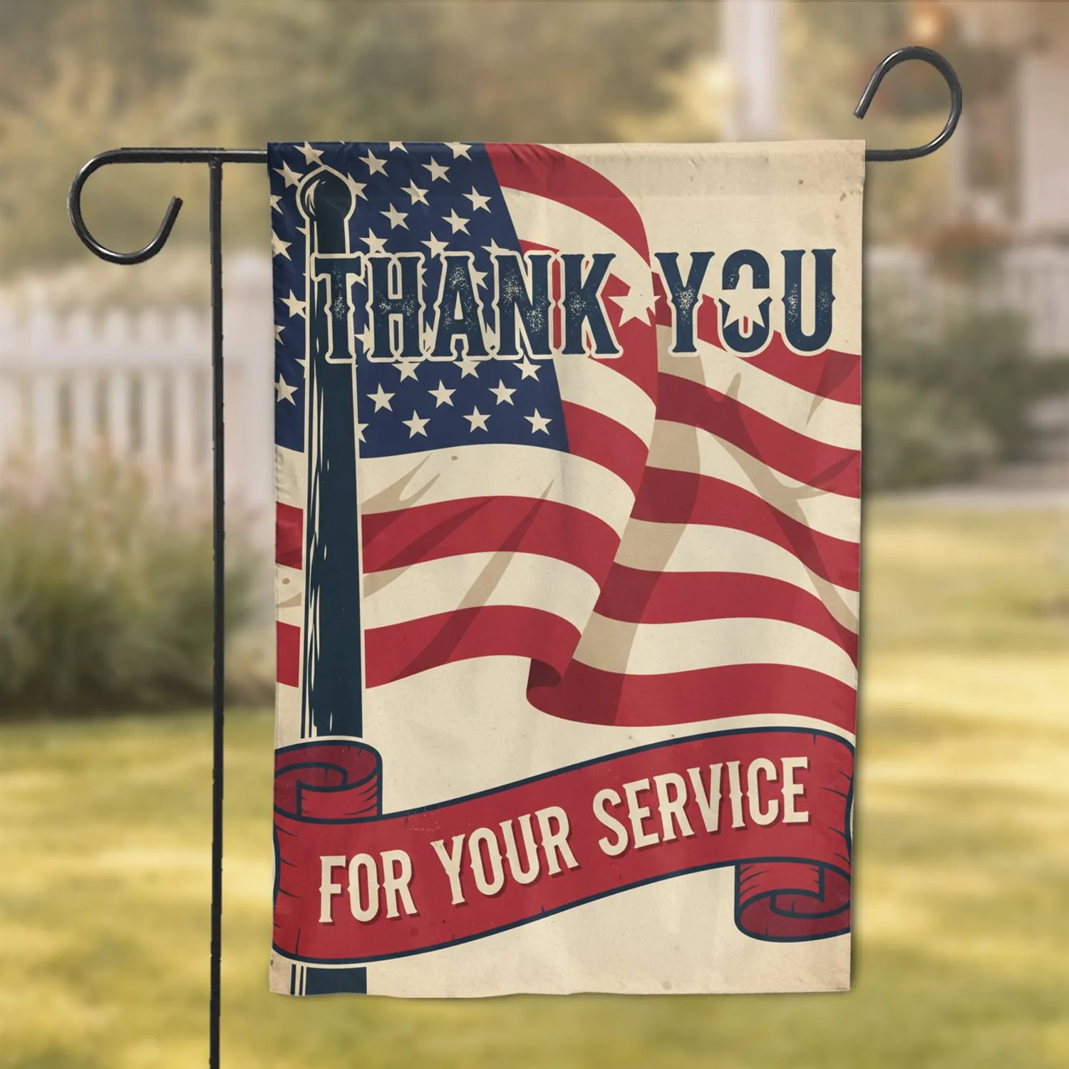 Bold American Flag Thank You For Your Service - Military Appreciation Gift Garden Flag - 1