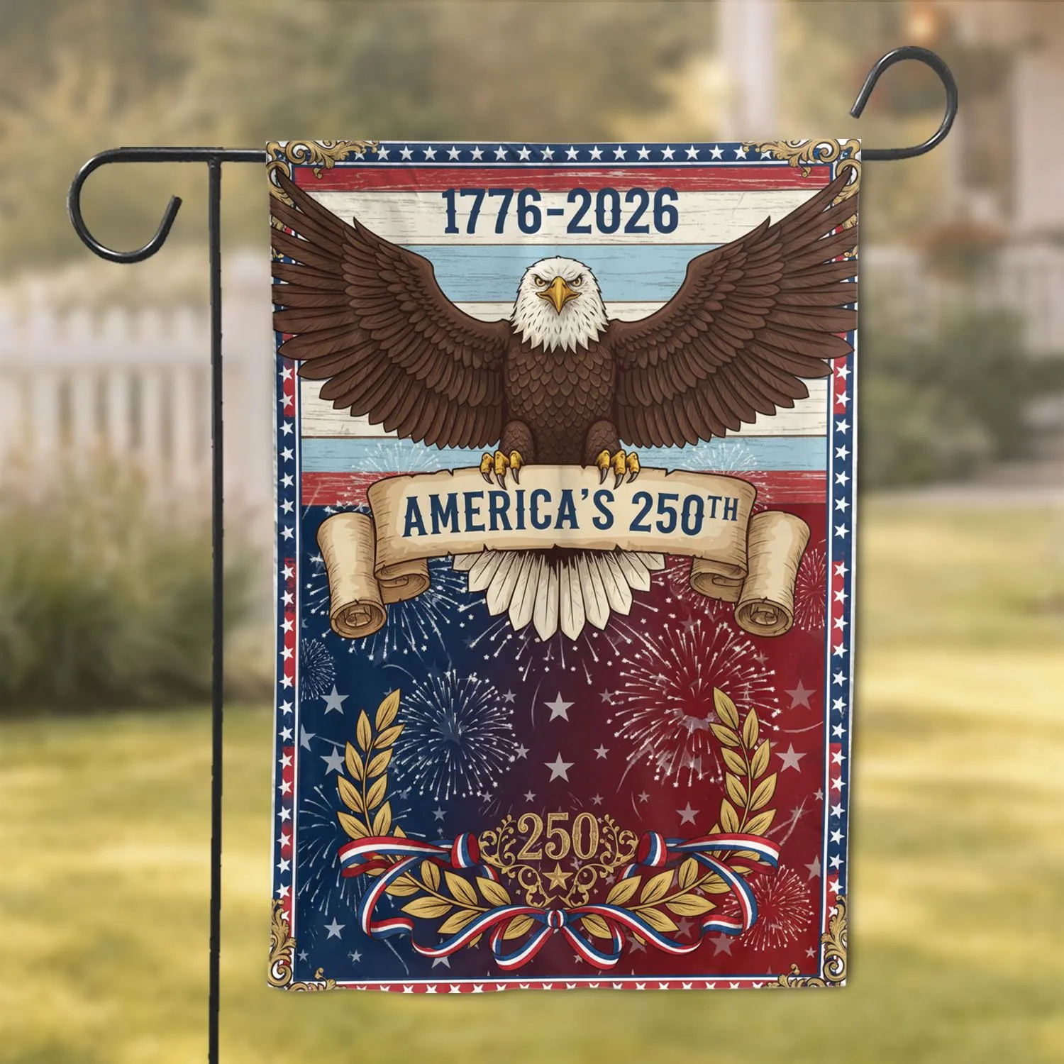 Bald Eagle American Flag 1776-2026 - USA 250th Anniversary Independence Day Gift Garden Flag - 1