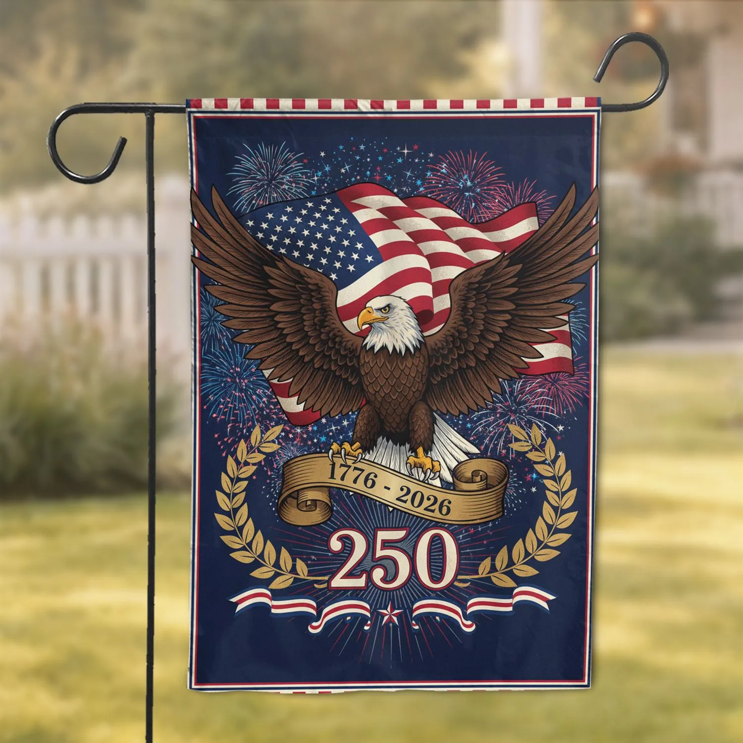 Bald Eagle American Flag USA 250th Anniversary Independence Day Garden Flag - 1